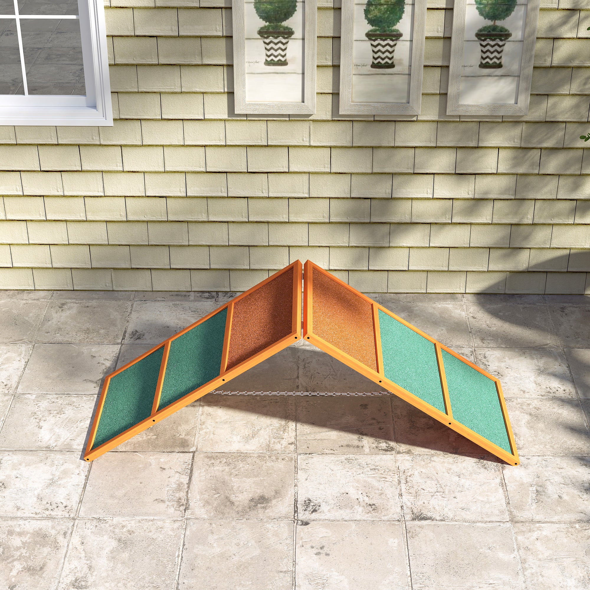 Dog Agility Bridge Agility Equipment for Dogs with Folding Bridge, Non-Slip Surface Adjustable Height Agility Device for Garden, 173 x 59 x 66 cm, Orange