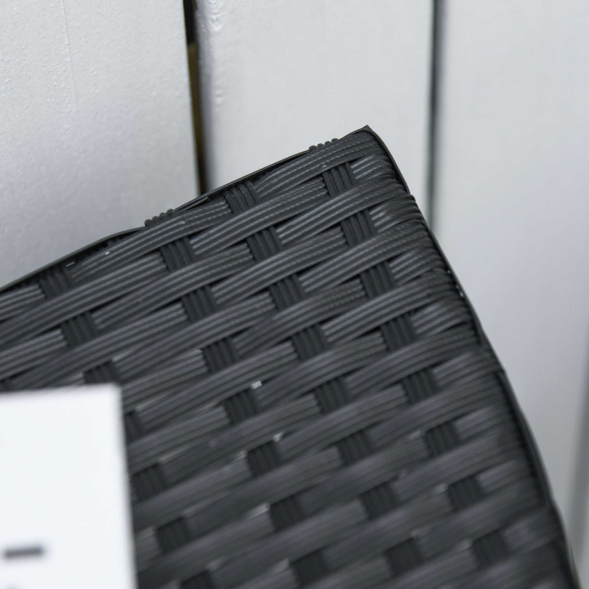 Balcony Table Garden Side Table Table Outdoor Furniture semicircular Poly Rattan Metal Black 100 x 50 x 74 cm