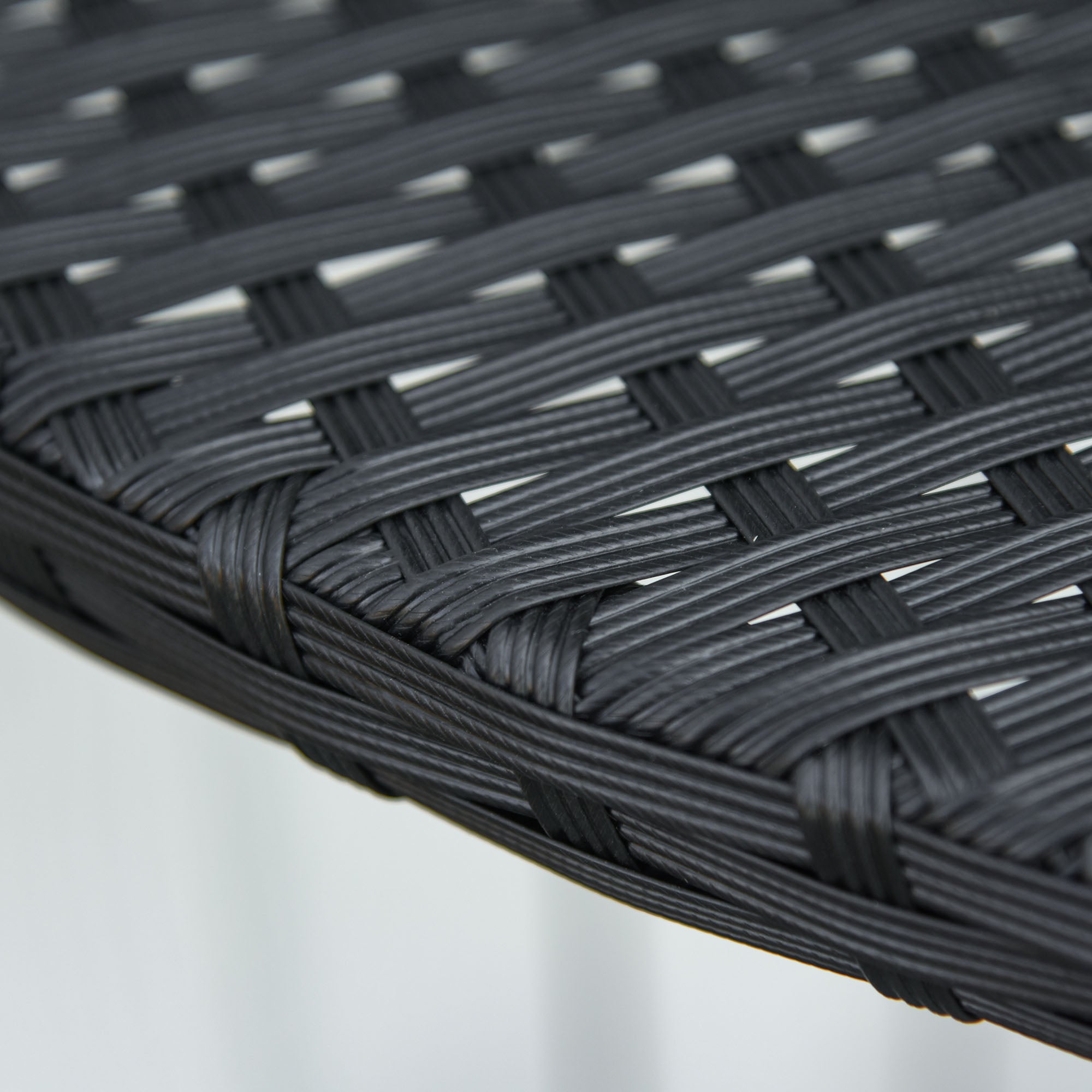 Balcony Table Garden Side Table Table Outdoor Furniture semicircular Poly Rattan Metal Black 100 x 50 x 74 cm