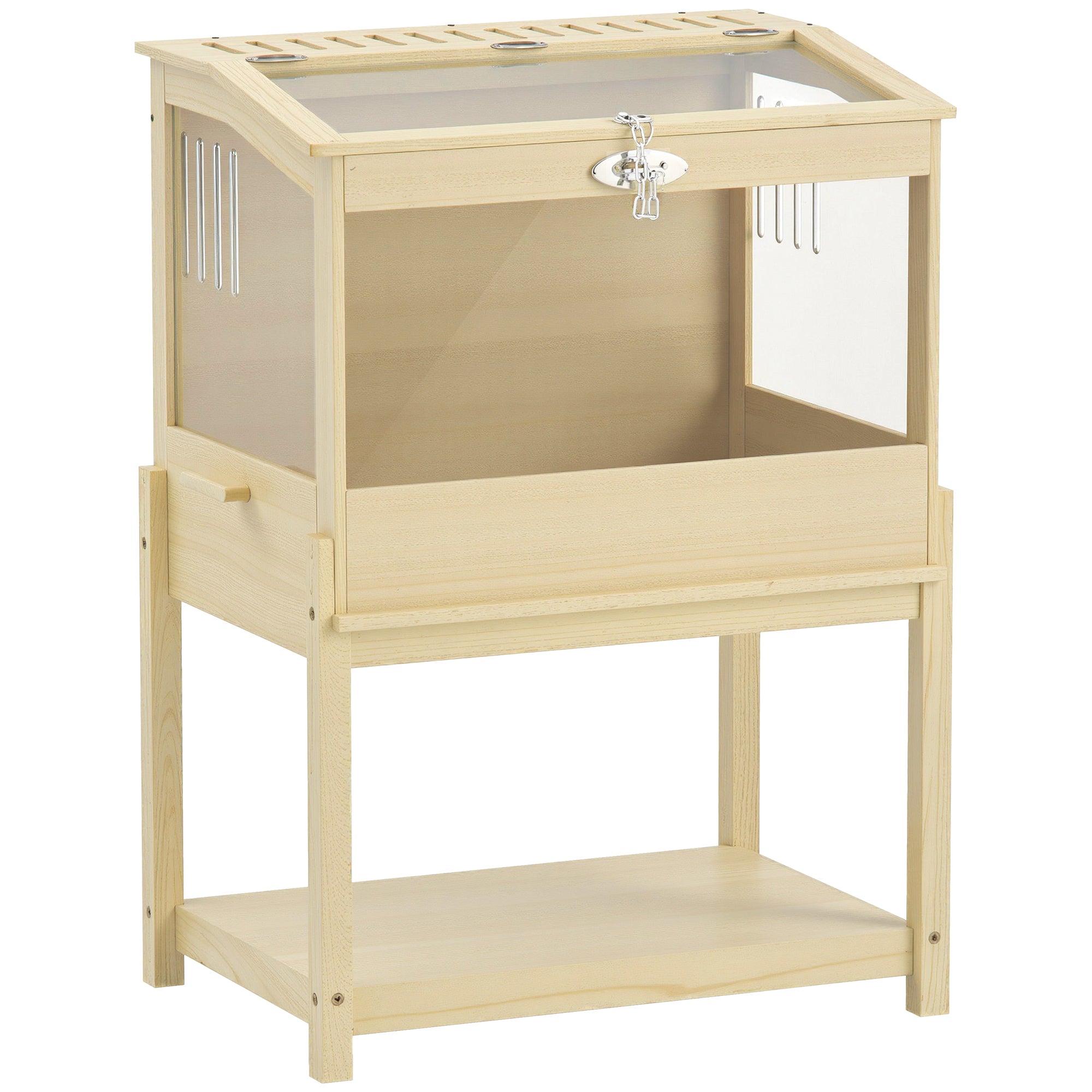 Hamster Cage 2 Tiers Small Animal Cage with Foldable Lid, Large Pet House Cage for Hamster Dwarf Hamster 83.2 x 50 x 103 cm Natural Wood