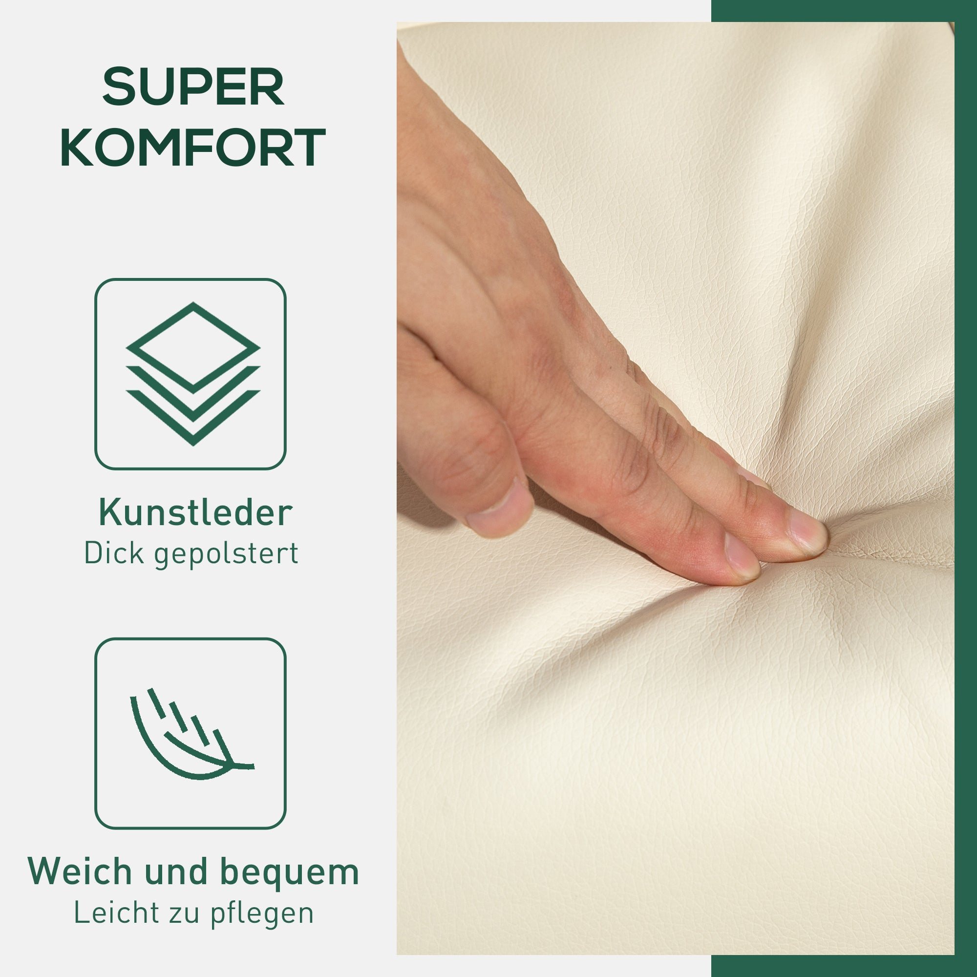 Armchair with Footstool, Storage Space, Padded TV Chair with Reclining Function, 360° Swivel TV Chair for Bedroom, Living Room, Faux Leather, Cream White