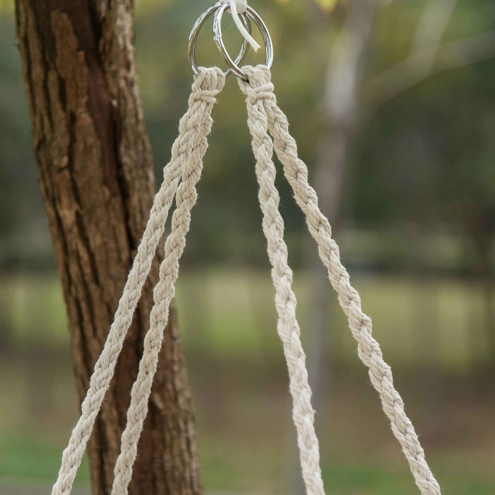 Round Hanging Chair with Ø60 cm Hammock Swing with Cushion and Cotton Rope for Indoor and Outdoor 80x80x42 cm Beige