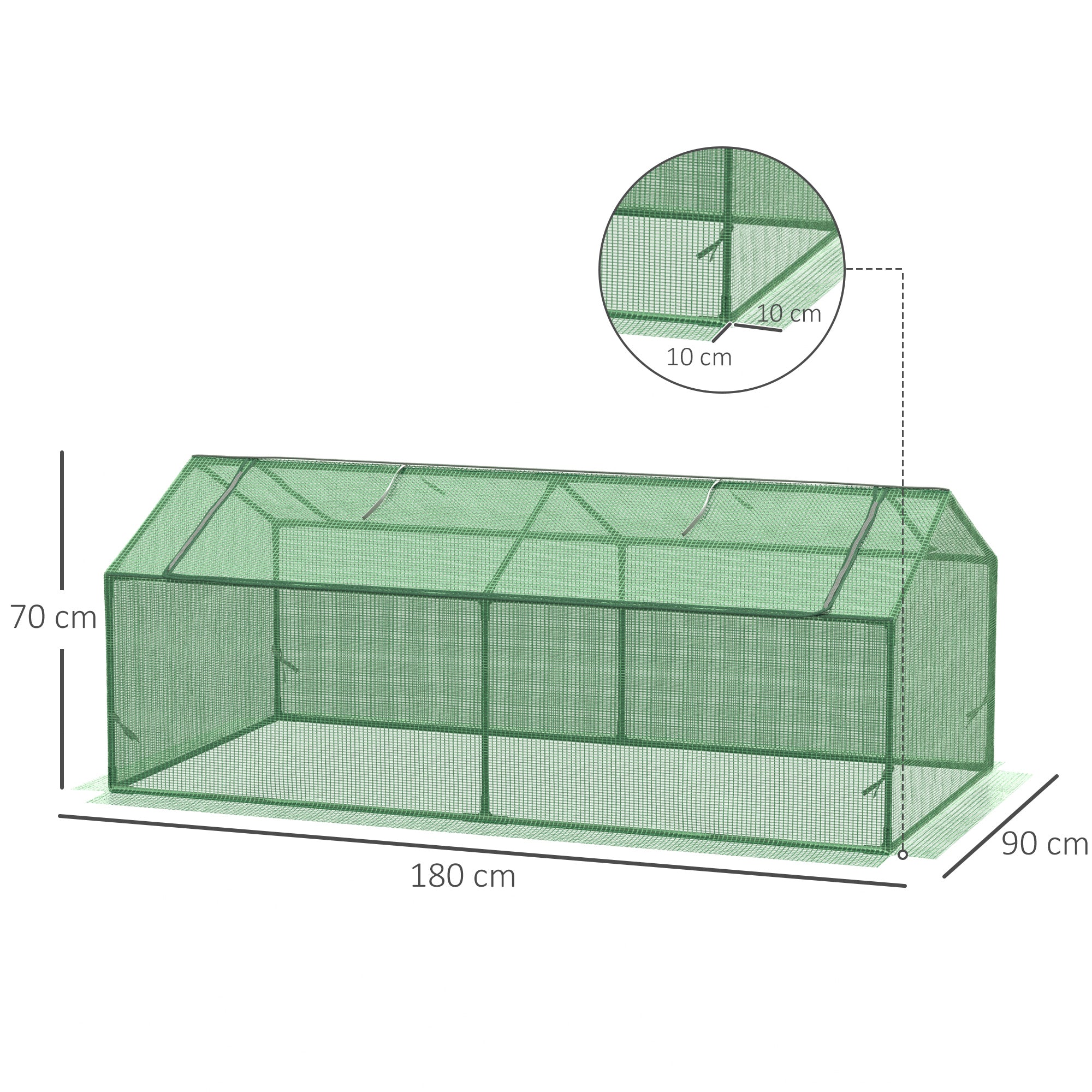 Foil Greenhouse with Window, Green, 180 x 90 x 70 cm