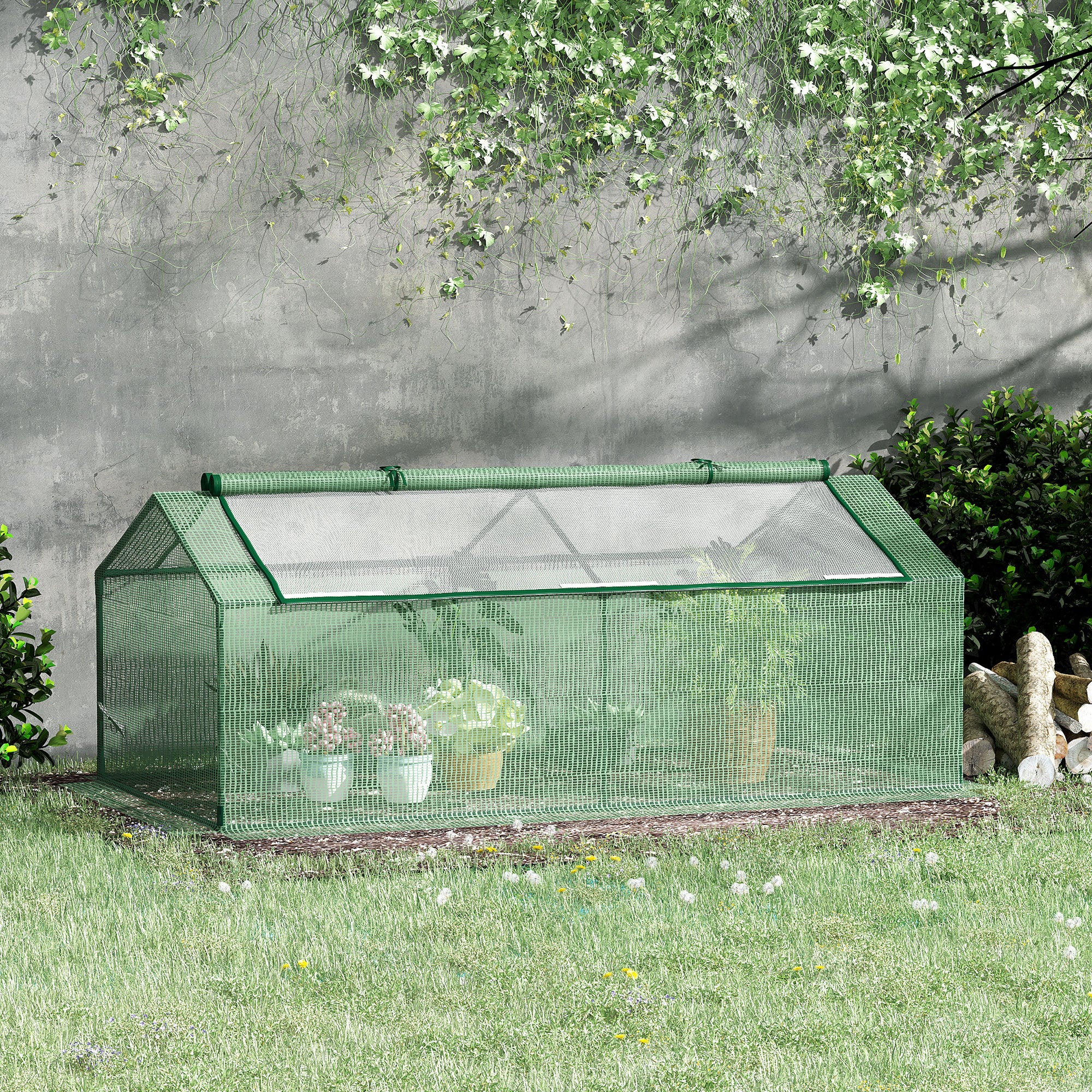 Foil Greenhouse with Window, Green, 180 x 90 x 70 cm