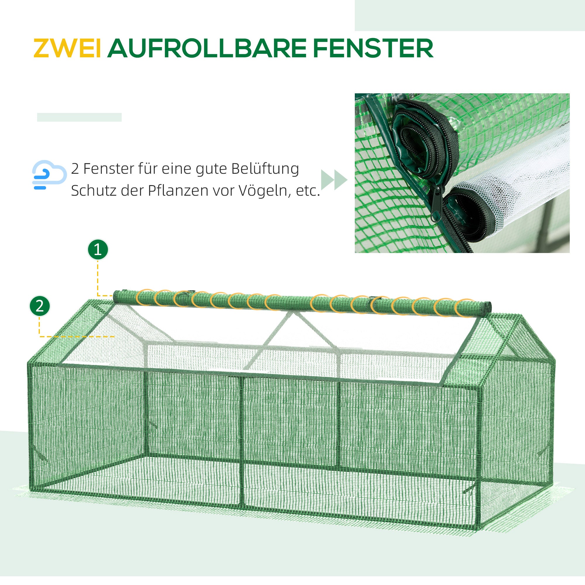 Foil Greenhouse with Window, Green, 180 x 90 x 70 cm