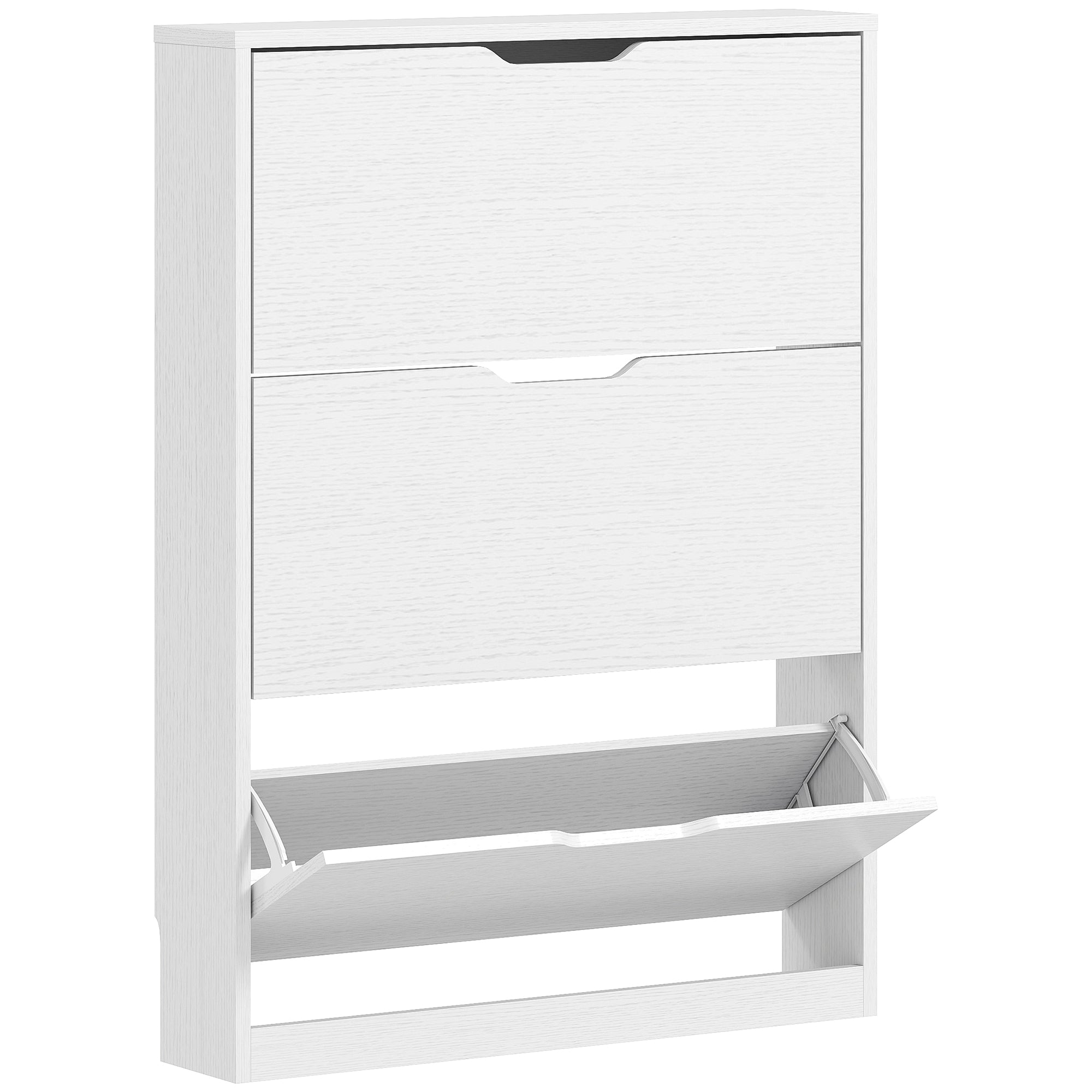 Shoe Cabinet with 3 Flaps, Shoe Rack, Shoe Cupboard for 9-12 Pairs of Shoes 80 x 17 x 108 cm, White