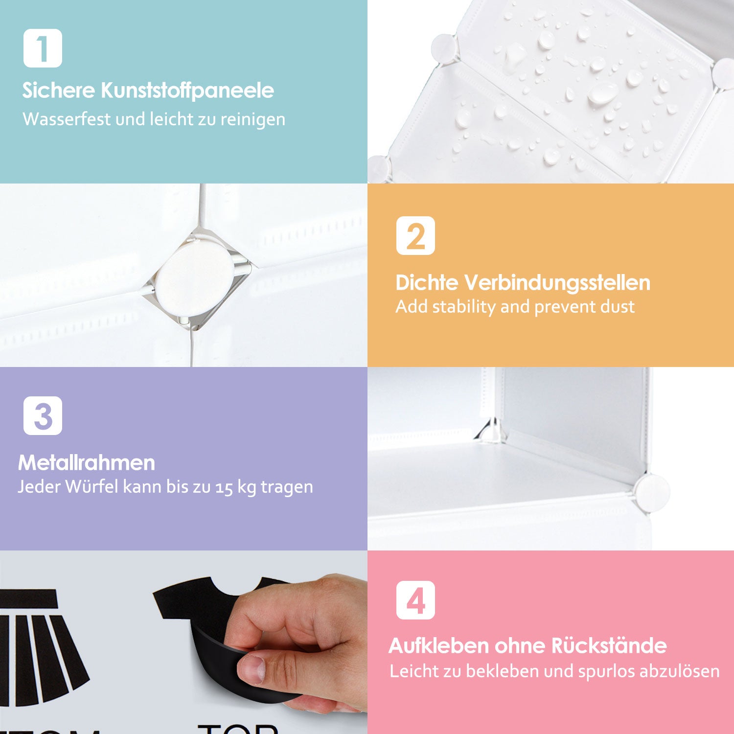 Shoe Cabinet, Shelf with Storage Bins, Wardrobe, Plastic, Steel, White, 75 x 37 x 73 cm