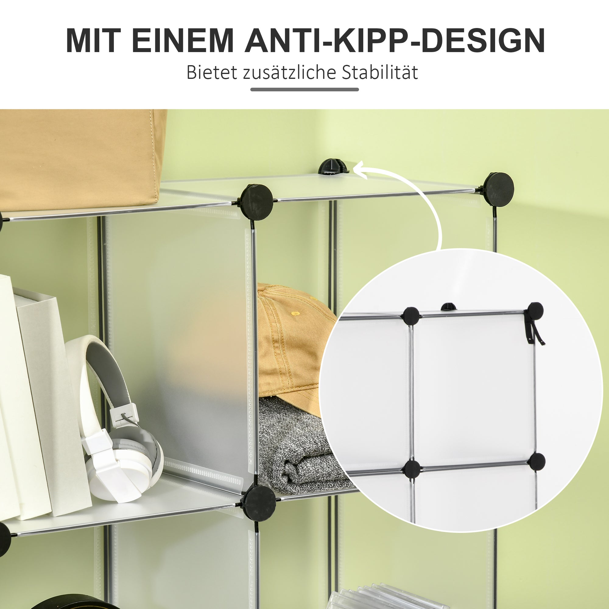 DIY modular shelf system with 16 cubes stackable DIY cube shelf wardrobe storage shelf standing shelf shoe shelf made of plastic steel White 125 x 32 x 125 cm