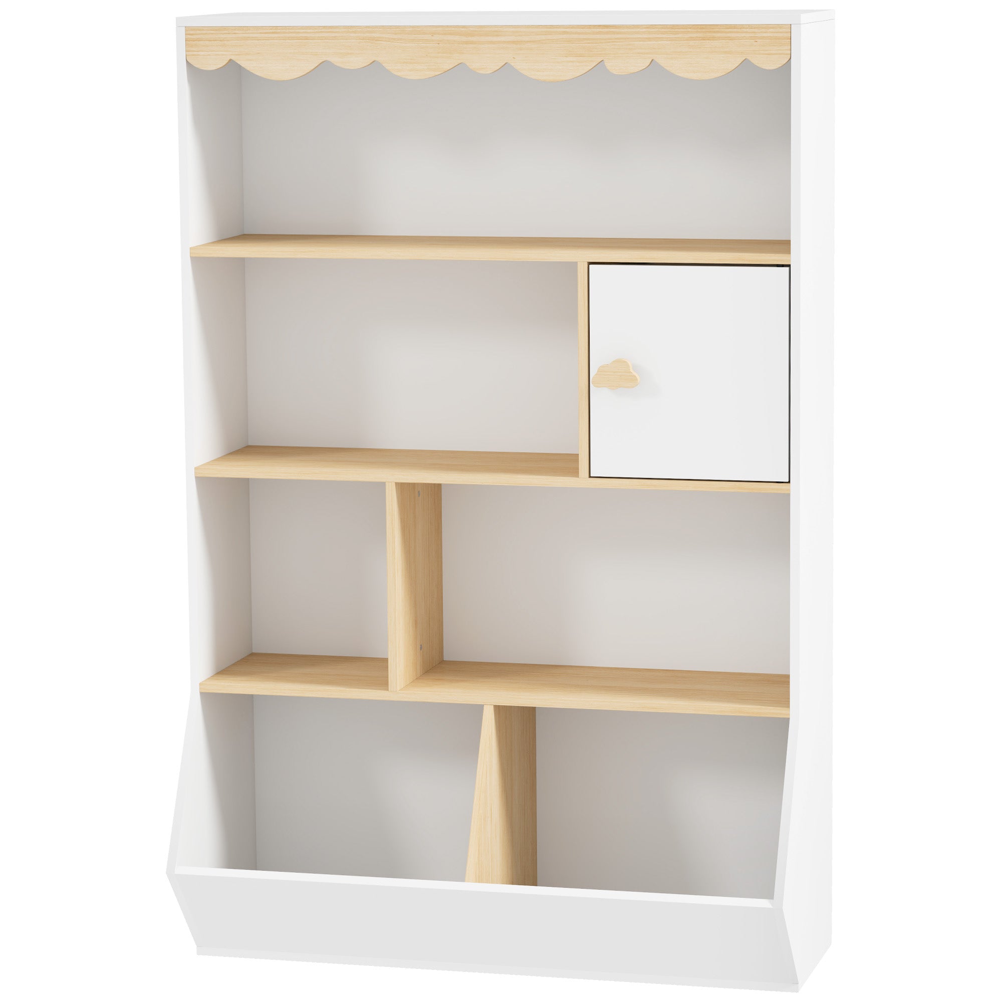 Children's Bookshelf Kids Storage Bookcase Toy Storage with 4 Shelves, 2 Compartments and Cupboard, Children's Room Shelf for Playroom, Kids Bedroom, Nursery, White