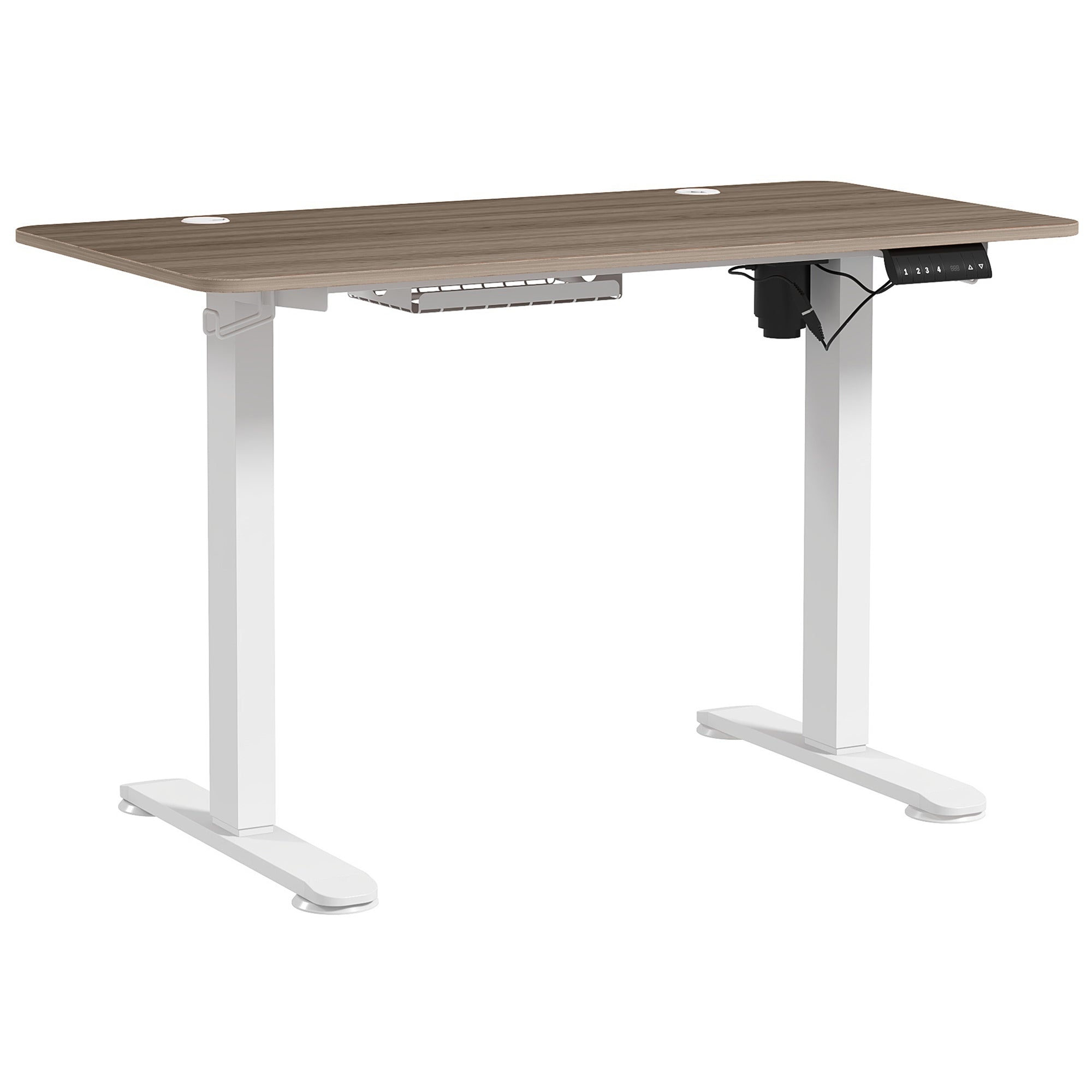 Electric Height Adjustable Sit-Stand Desk with Memory Function, Height Adjustable Desk 72-116 cm, 120L x 60W cm Natural and White