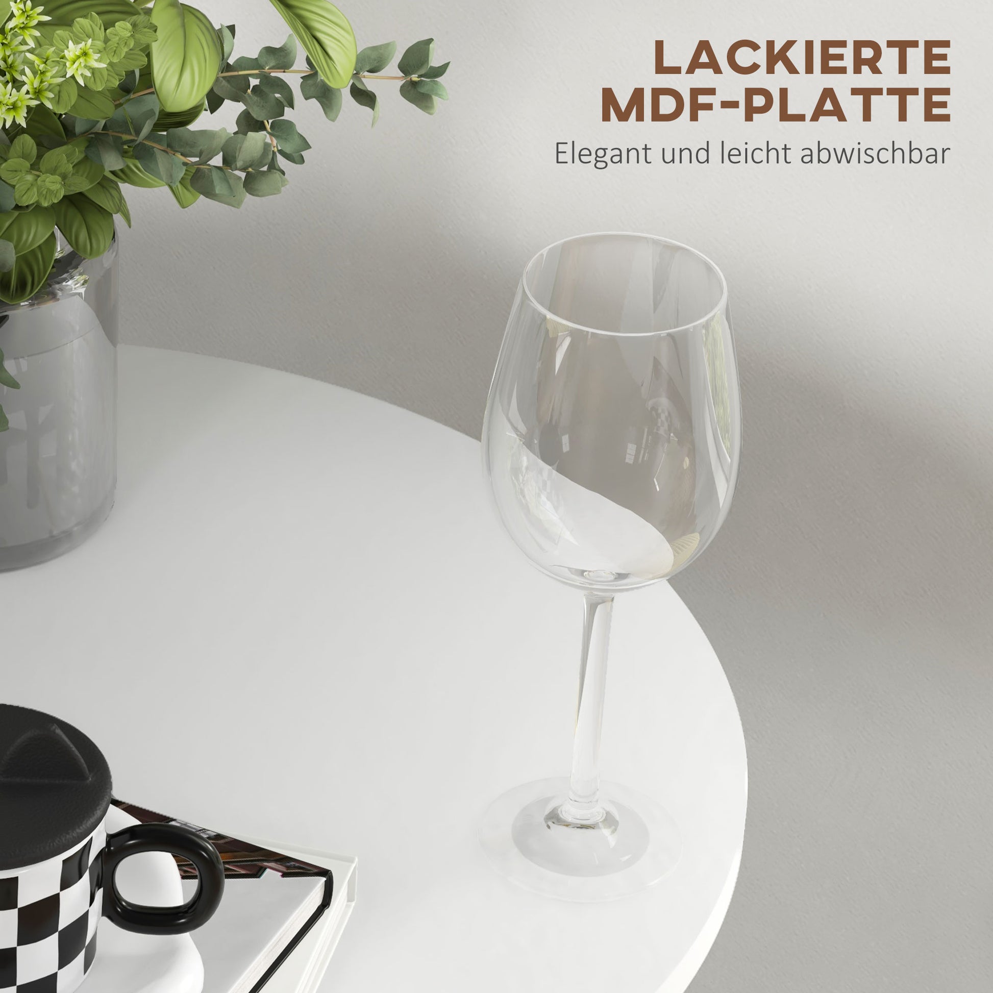 Bar Table Bistro Table Round Party Table Ø60 x 102 cm Poseur Table for Dining Room, Living Room, Steel, White