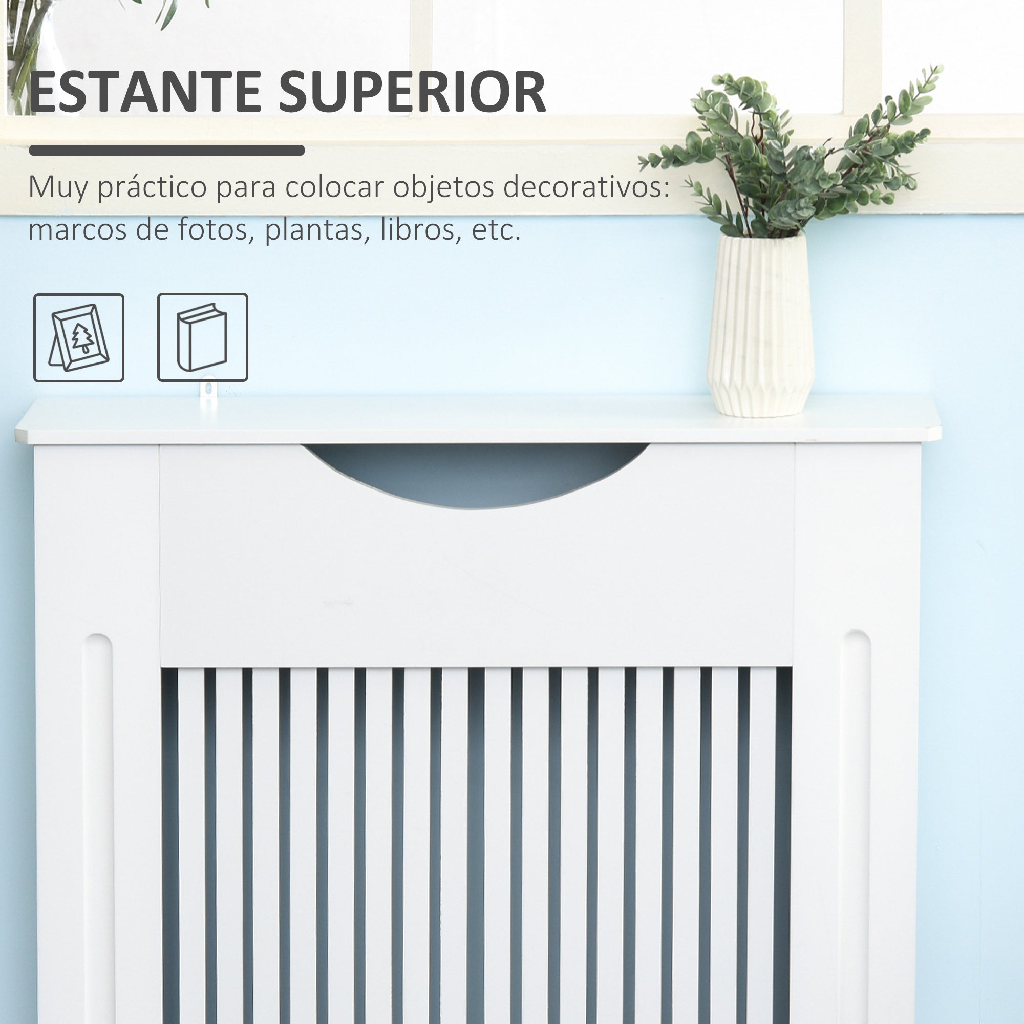 Radiator Cover 78x19x82 cm Modern MDF Radiator Cover with Shelf Load 10 kg and Anti-Tip Device for Living Room Bedroom White