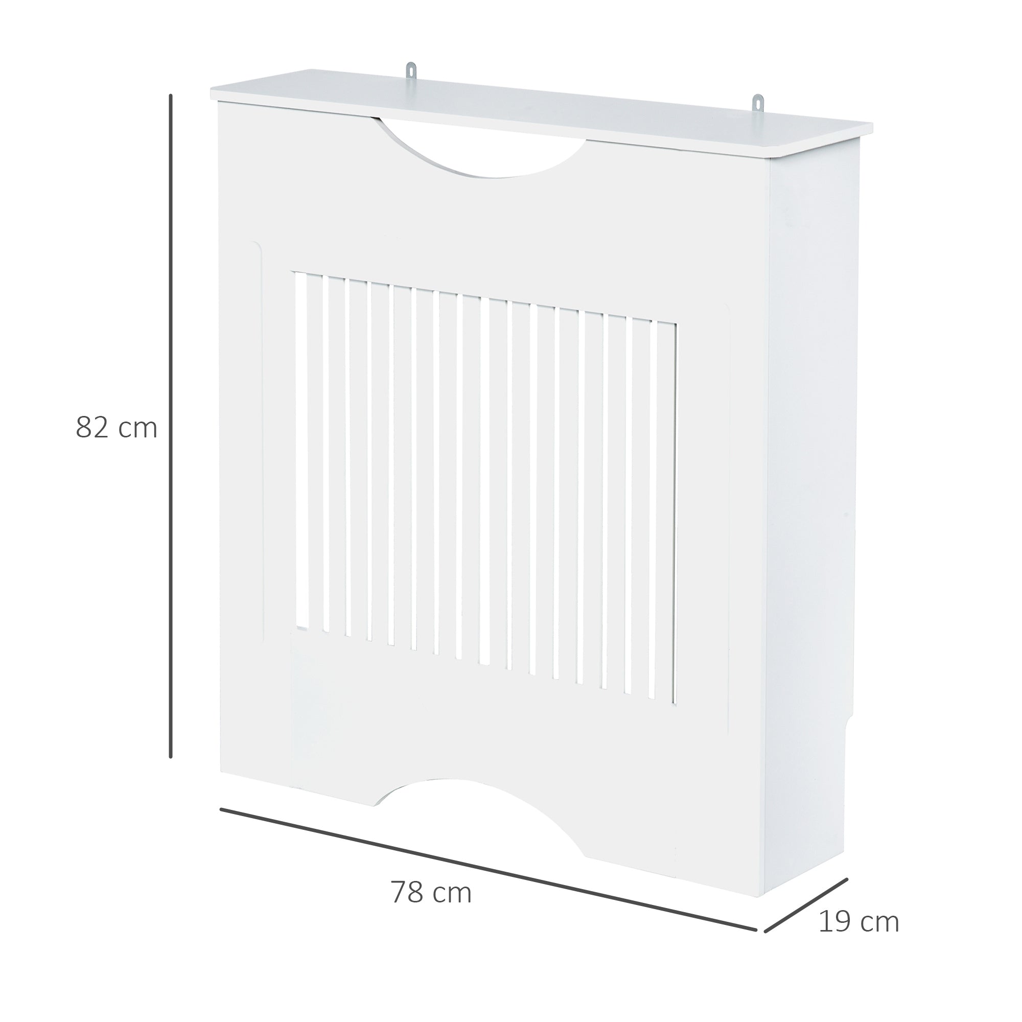 Radiator Cover 78x19x82 cm Modern MDF Radiator Cover with Shelf Load 10 kg and Anti-Tip Device for Living Room Bedroom White