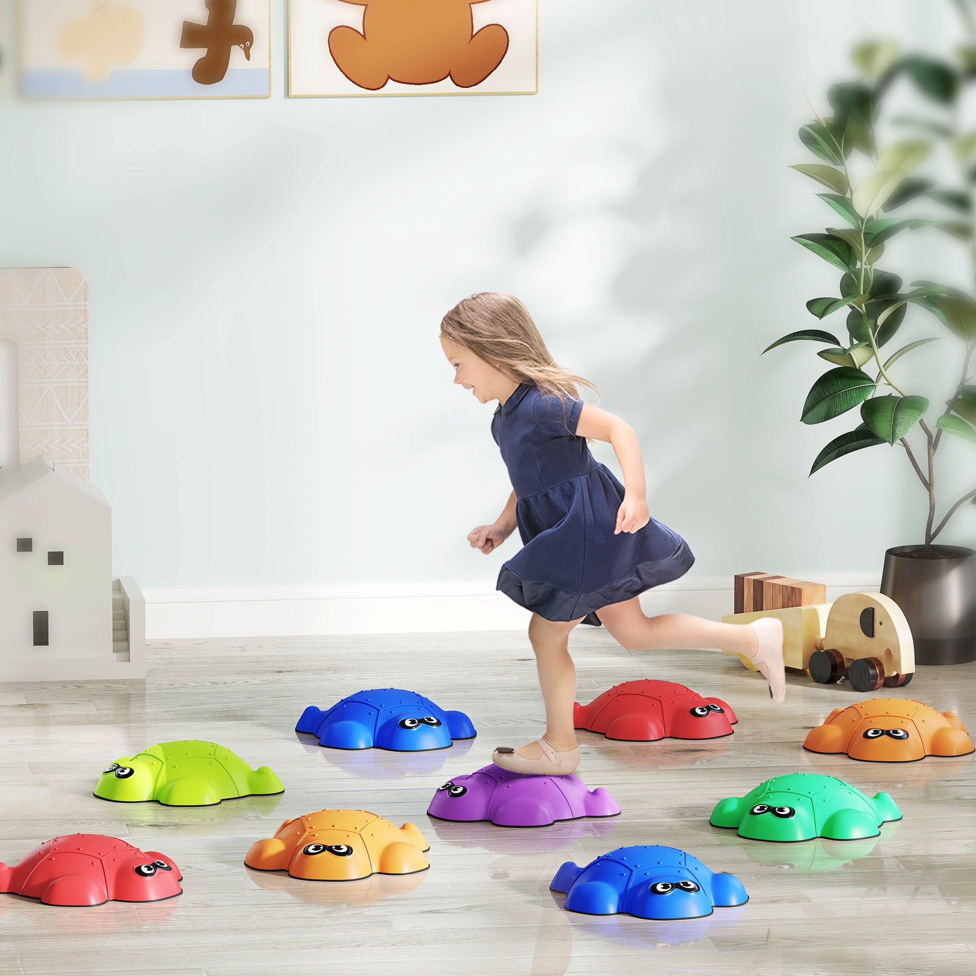 Balancing Stones for Kids 9 Pieces Non-Slip Stacking Stones Stackable Balance Stones Stepping Stones Kids to Promote Balance Coordination, River Stones 3-8 Years for Indoor Outdoor