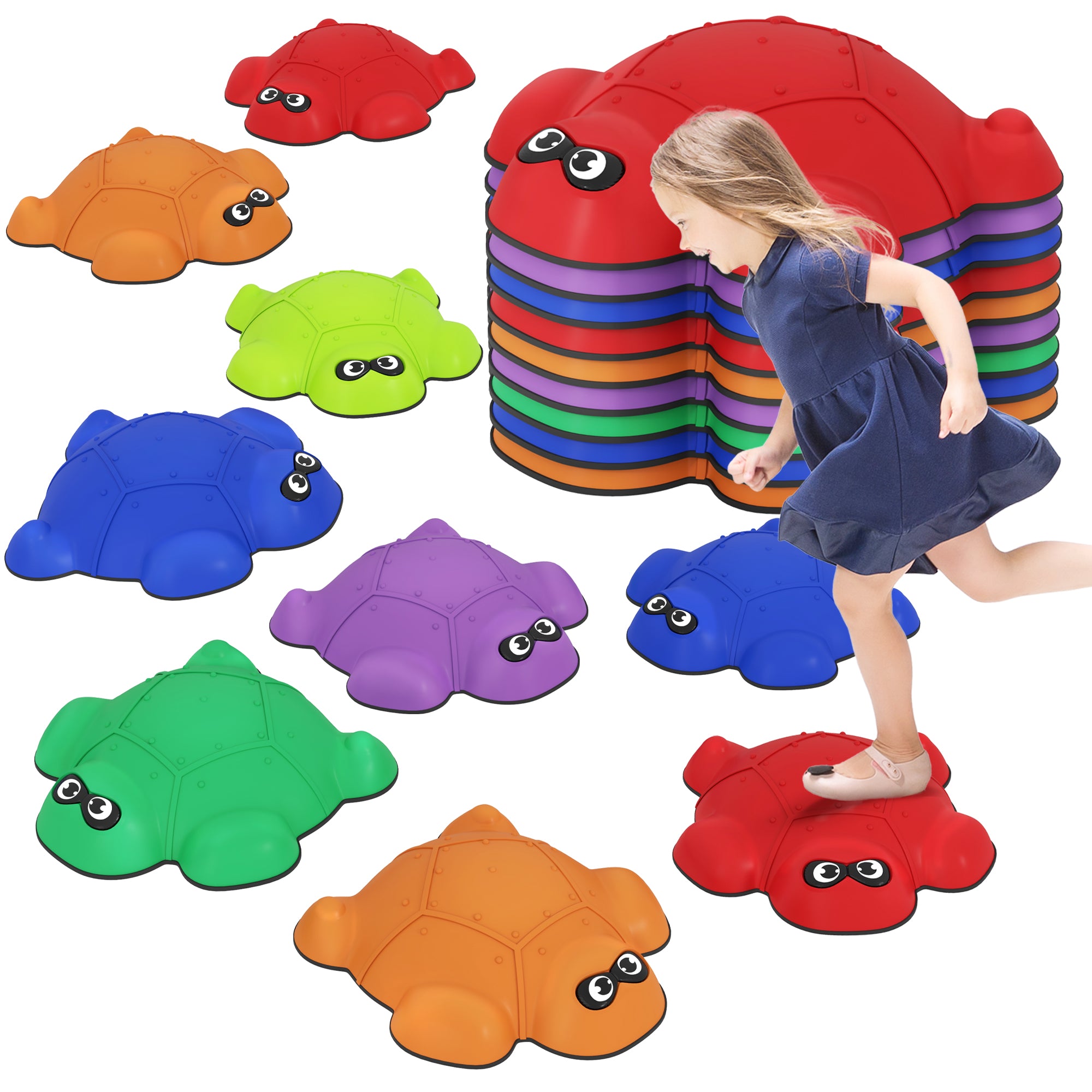 Balancing Stones for Kids 9 Pieces Non-Slip Stacking Stones Stackable Balance Stones Stepping Stones Kids to Promote Balance Coordination, River Stones 3-8 Years for Indoor Outdoor