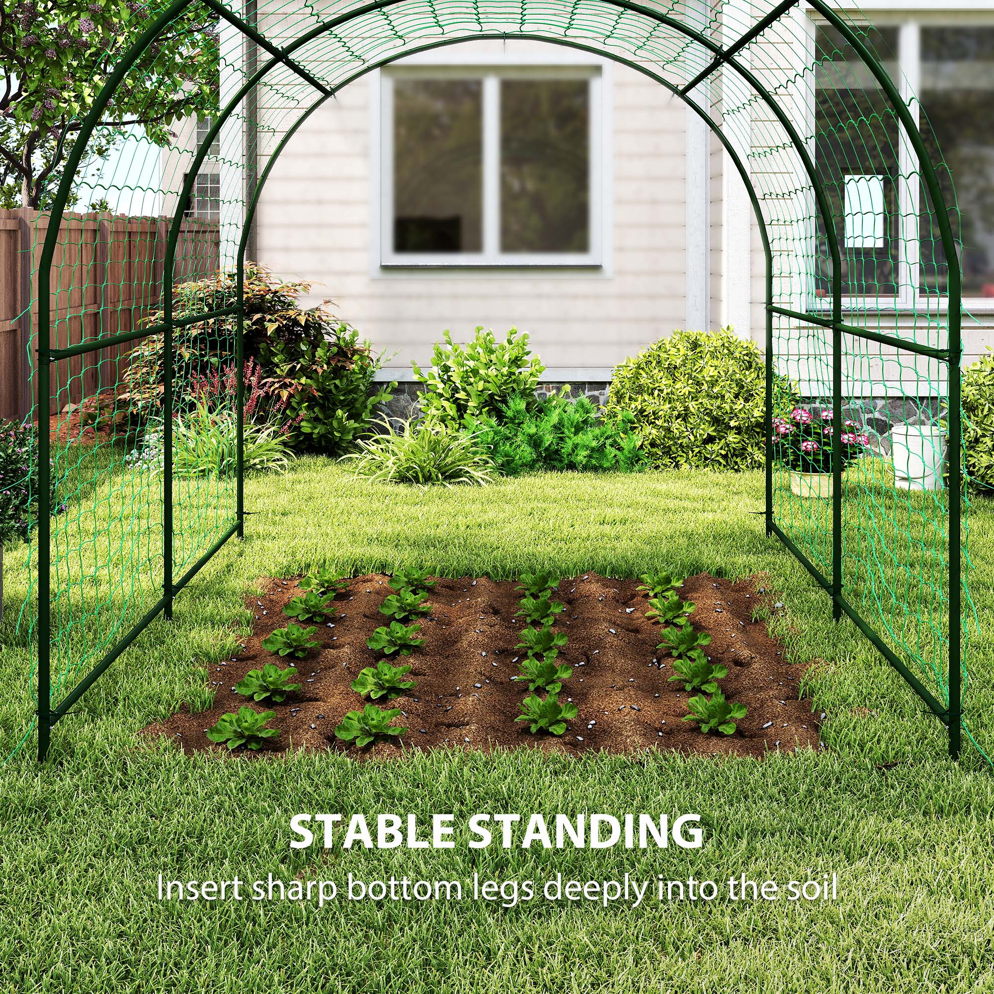 Rust-Resistant Curved Metal Trellis Arch for Tomatoes & Climbers, 210 x 250 x 216 cm – Dark Green