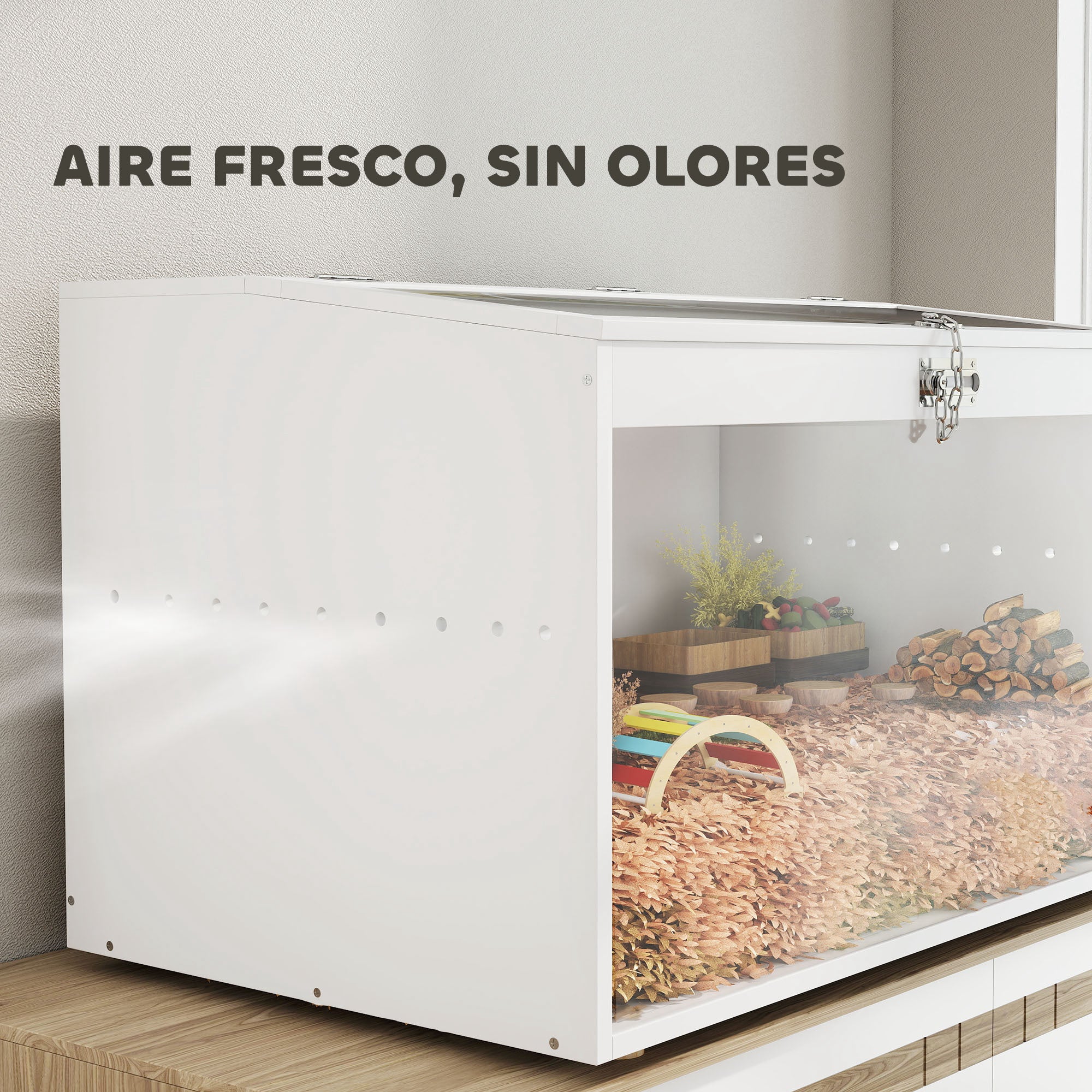 Hamster Cage Small Animal House with Flip-Top Lid and Transparent Acrylic Window for Dwarf Hamsters Small Gerbils 80x50x50 cm White