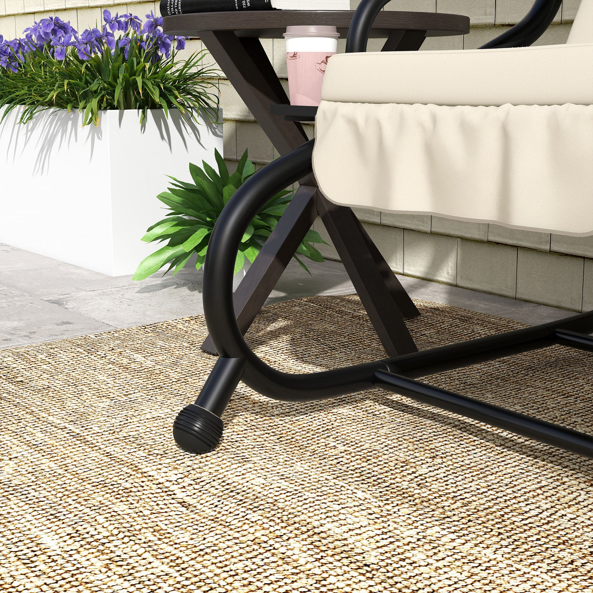 Hollywood Swing with Reclining Function, 3-Seater Garden Swing with Adjustable Canopy, Side Table, Water-Resistant Swing Bench Capacity up to 340kg, for Garden, 200x120x164cm, Cream