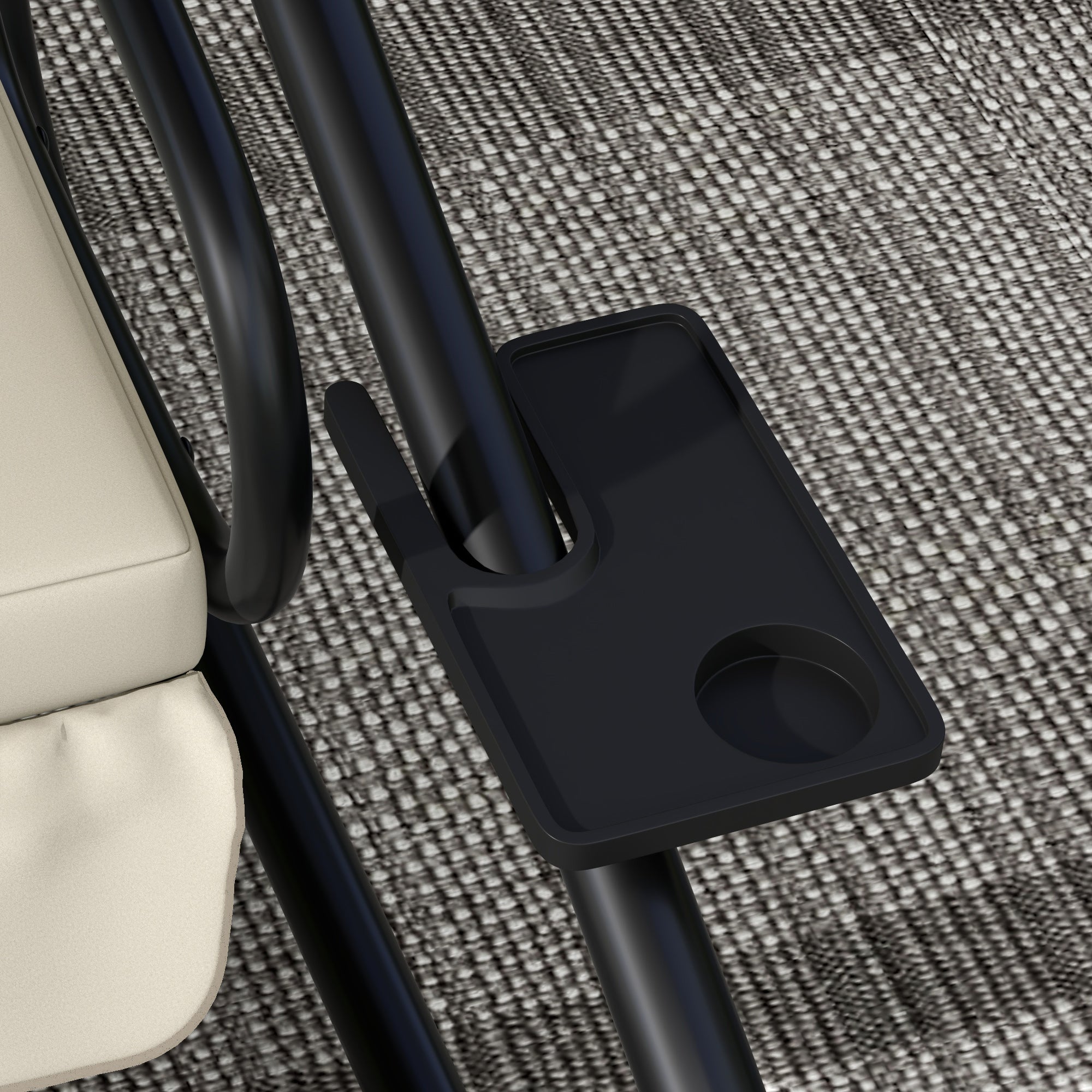 Hollywood Swing with Reclining Function, 3-Seater Garden Swing with Adjustable Canopy, Side Table, Water-Resistant Swing Bench Capacity up to 340kg, for Garden, 200x120x164cm, Cream