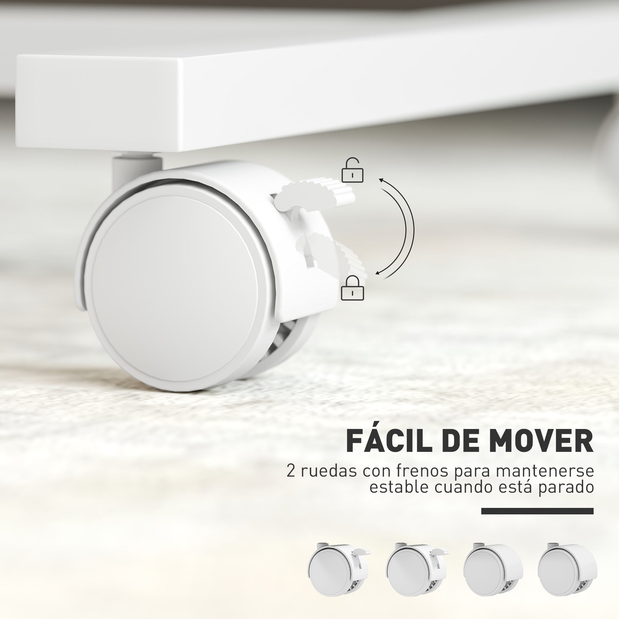 Side Table with Wheels Sofa Table with Adjustable Height Tiltable Surface and Metal Frame for Bedroom Living Room Office 57x40x67.5-101 cm Oak and White