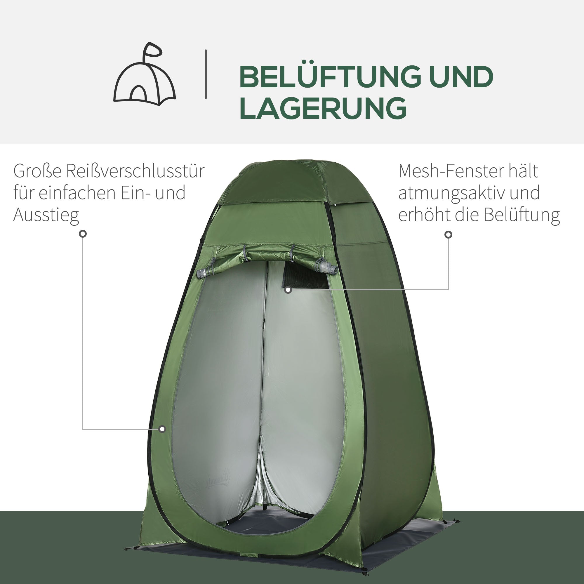 Pop up Shower Tent Toilet Tent Camping Changing Room with Carry Bag Mobile Outdoor Toilet Changing Room Storage Tent Dark Green 126 x 124 x 189 cm