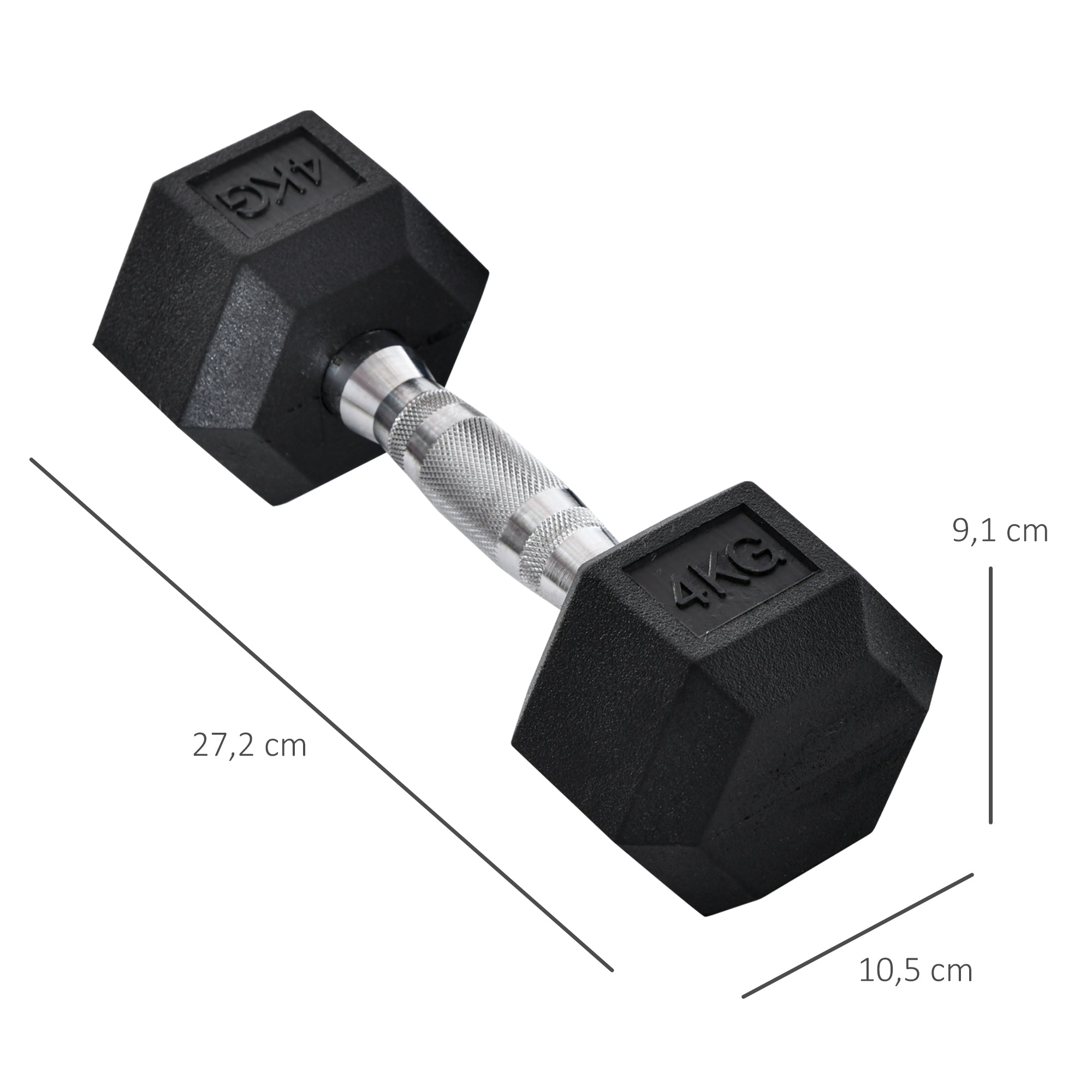Dumbbell Set, 2 Pcs Dumbbells with Knurled Grip, Cast Iron Dumbbell Set, 2 x 4 kg, Dumbbells for Men and Women, Dumbbell Set for Home, Gym, Strength Training