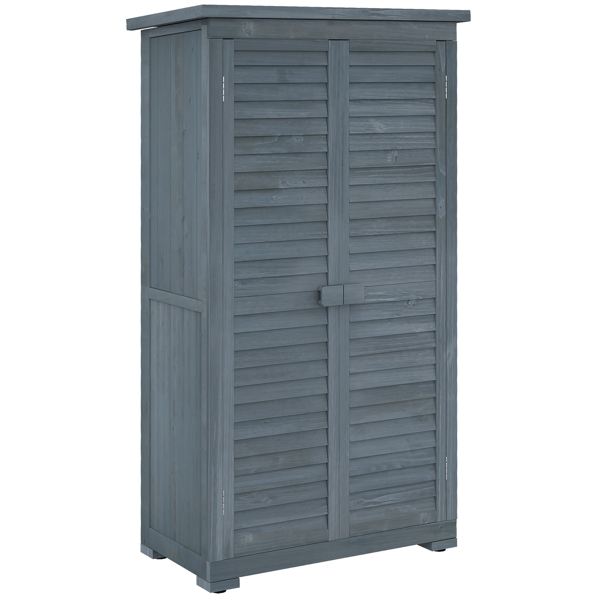 Wooden Shed Wooden Shed 0.31 m² 87x46.5x160 cm Outdoor Wooden Cabinet with 2 Doors and 2 Interior Shelves for Patio Terrace Gray