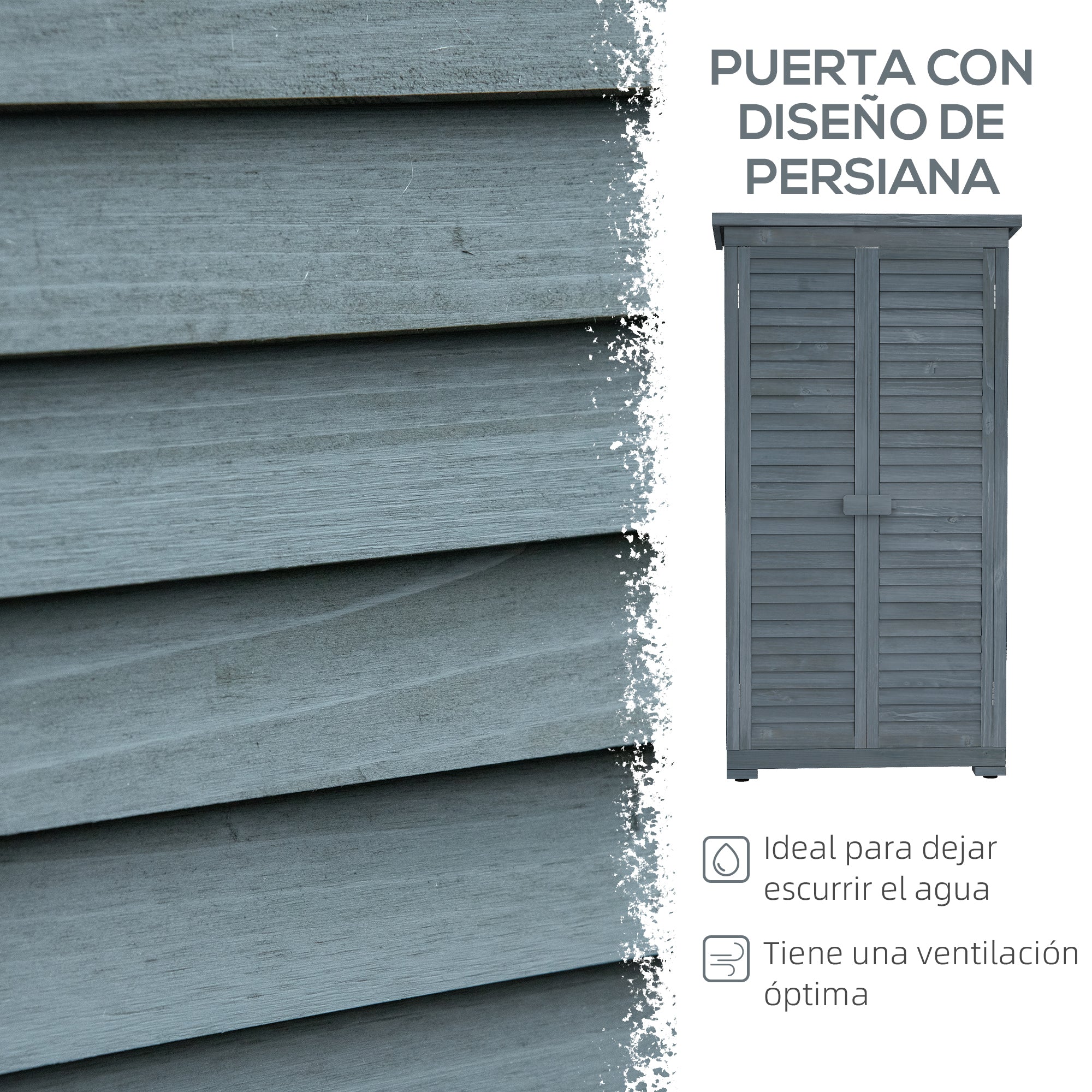 Wooden Shed Wooden Shed 0.31 m² 87x46.5x160 cm Outdoor Wooden Cabinet with 2 Doors and 2 Interior Shelves for Patio Terrace Gray