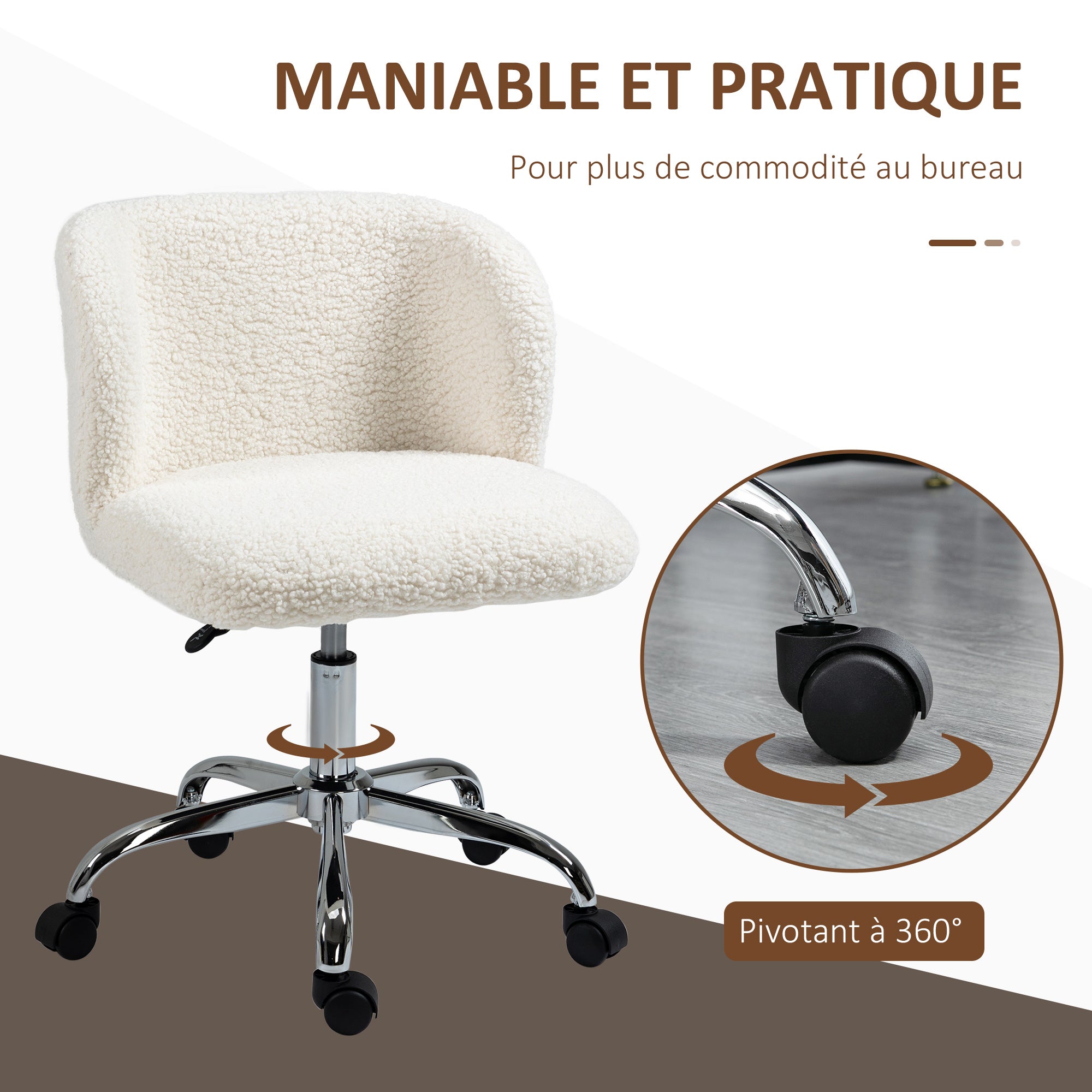 Design Office Chair - adjustable height, swivel - chrome-plated steel base with looped wool effect coating