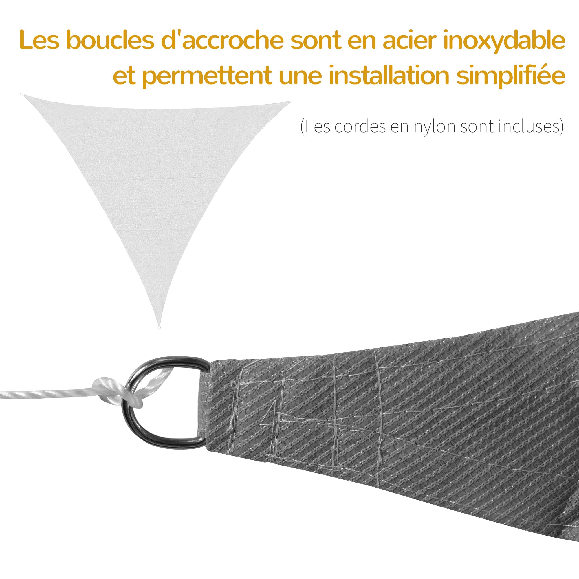 Large Triangular Shade Sail 5 x 5 x 5 m High Density UV-Resistant Polyethylene Gray Color