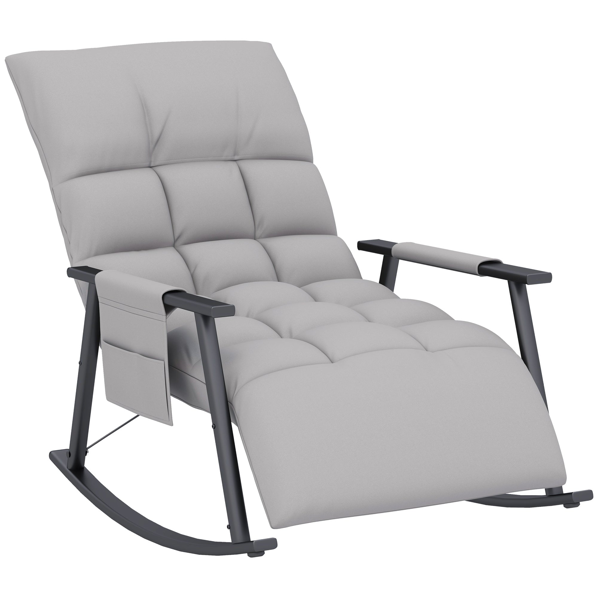 Rocking Chair Recliner with Footrest, Rocking Chair with Side Pocket, Adjustable Backrest Rocking Chair for Living Room, up to 120 kg, Microfiber Cloth, Gray