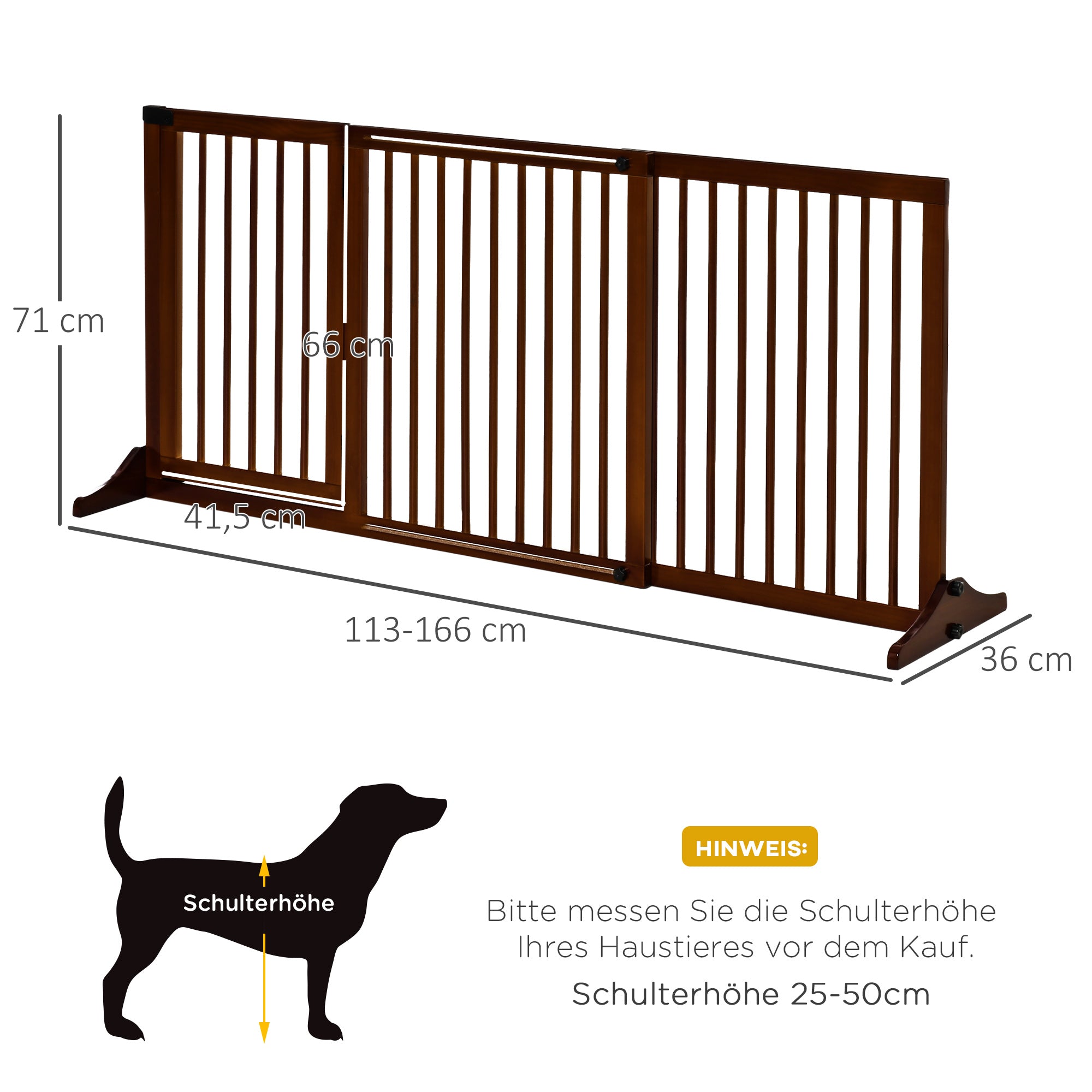 Dog Barrier Door Guard Protection Gate made of Wood Freestanding Dog Gate with Door Dog Barrier Configuration Gate for Fireplace & Oven Brown 113-166 x 36 x 71 cm