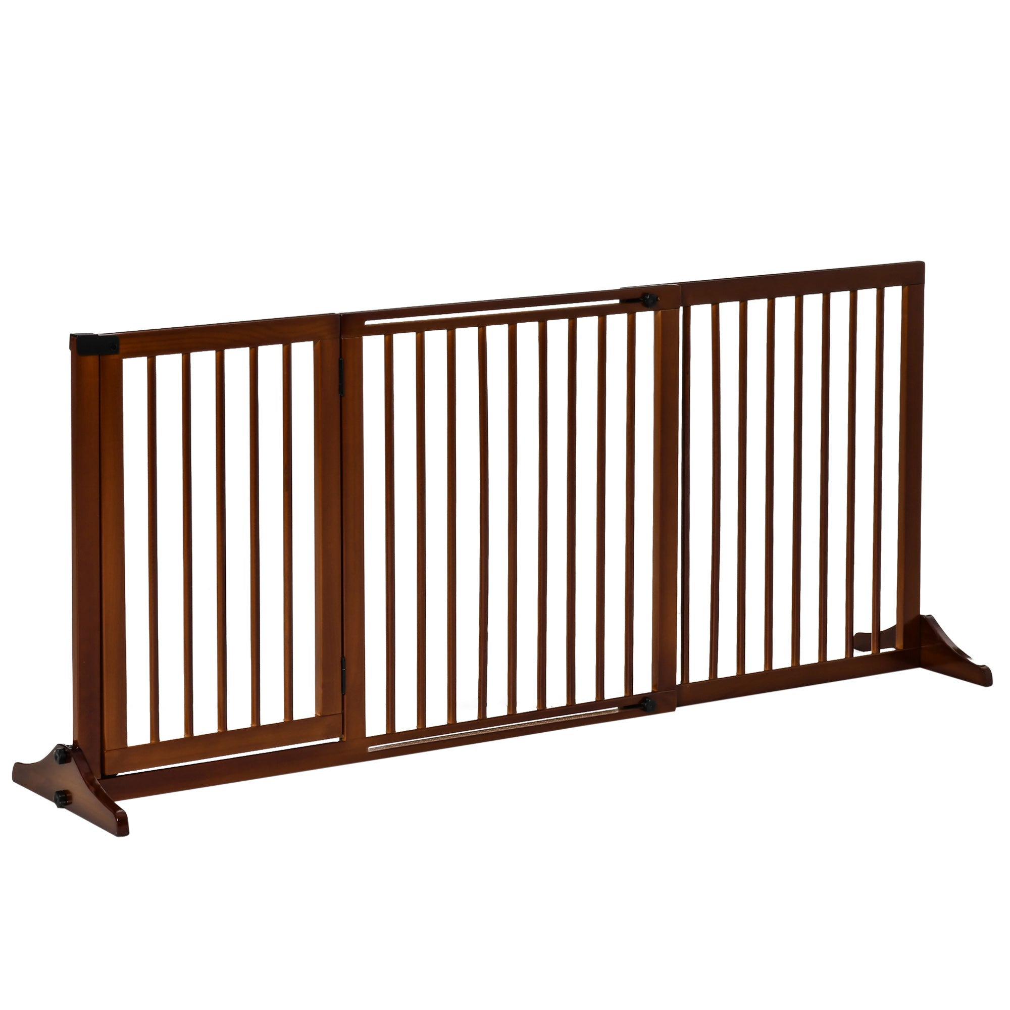 Dog Barrier Door Guard Protection Gate made of Wood Freestanding Dog Gate with Door Dog Barrier Configuration Gate for Fireplace & Oven Brown 113-166 x 36 x 71 cm