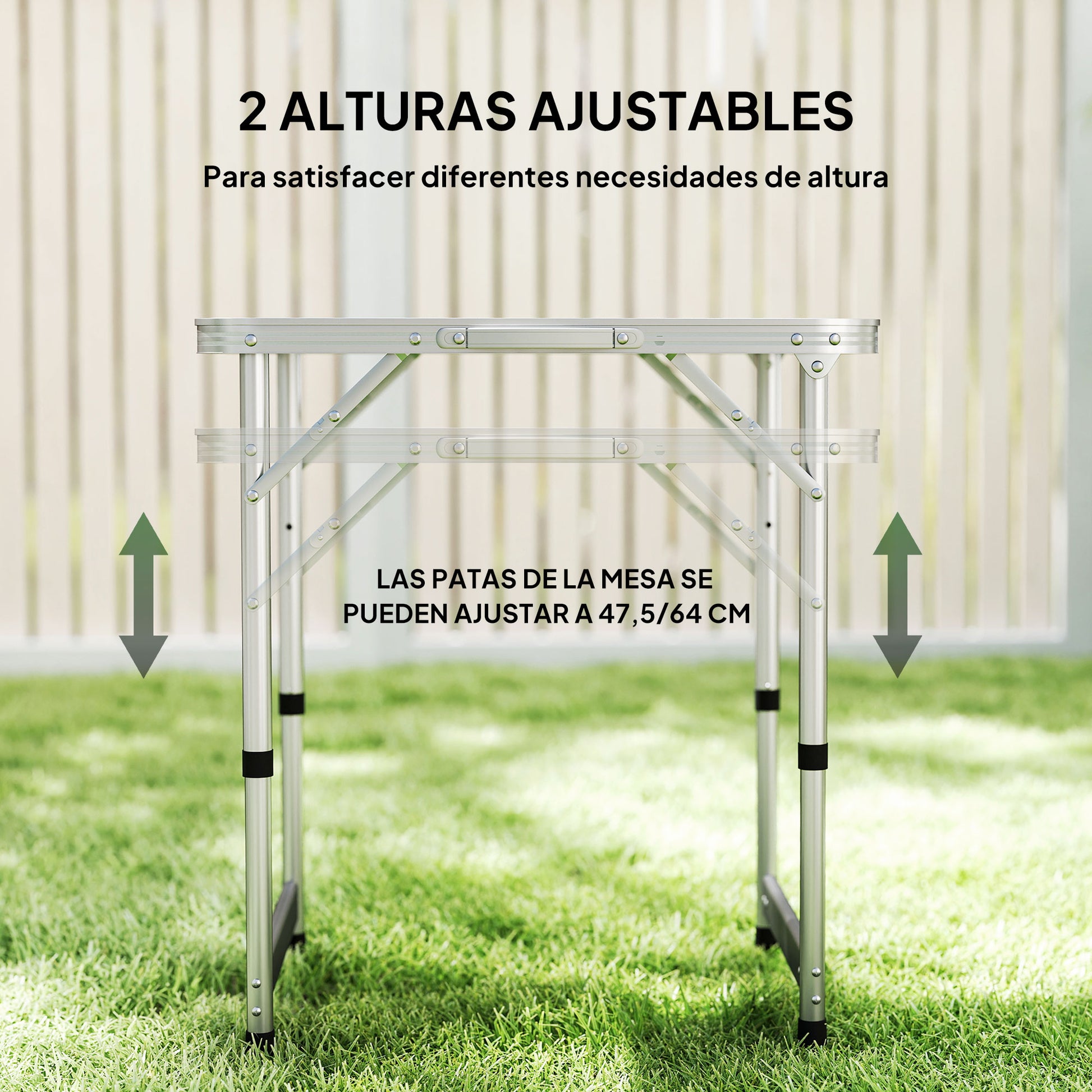 Folding Picnic Table like a suitcase for beach camping 60x45x64cm Aluminum Adjustable Height