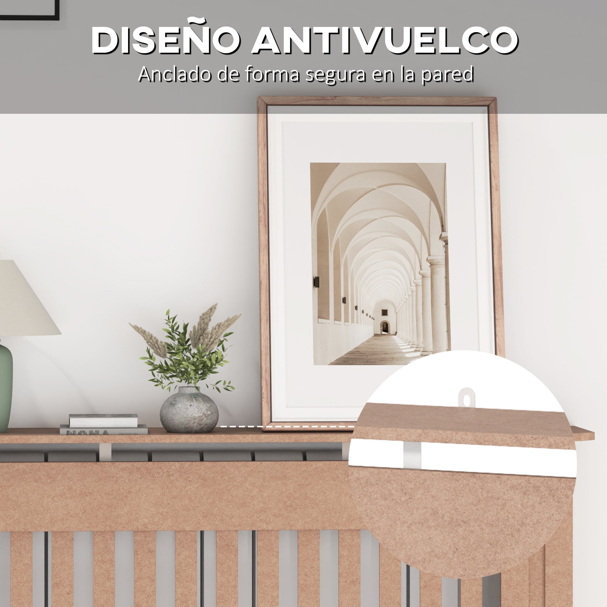 Radiator Cover Modern MDF Radiator Cabinet for Living Room Bedroom 112x19x81cm Natural Wood