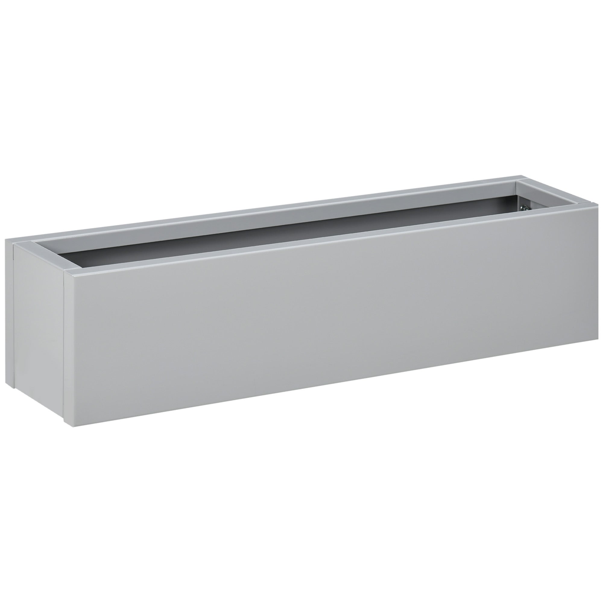 Flower Box Planter, Herb Planter with Drainage Hole, Steel Planter Flower Pot Planter Vessel, for Balcony, Terrace, Gray, 91 x 22 x 22cm