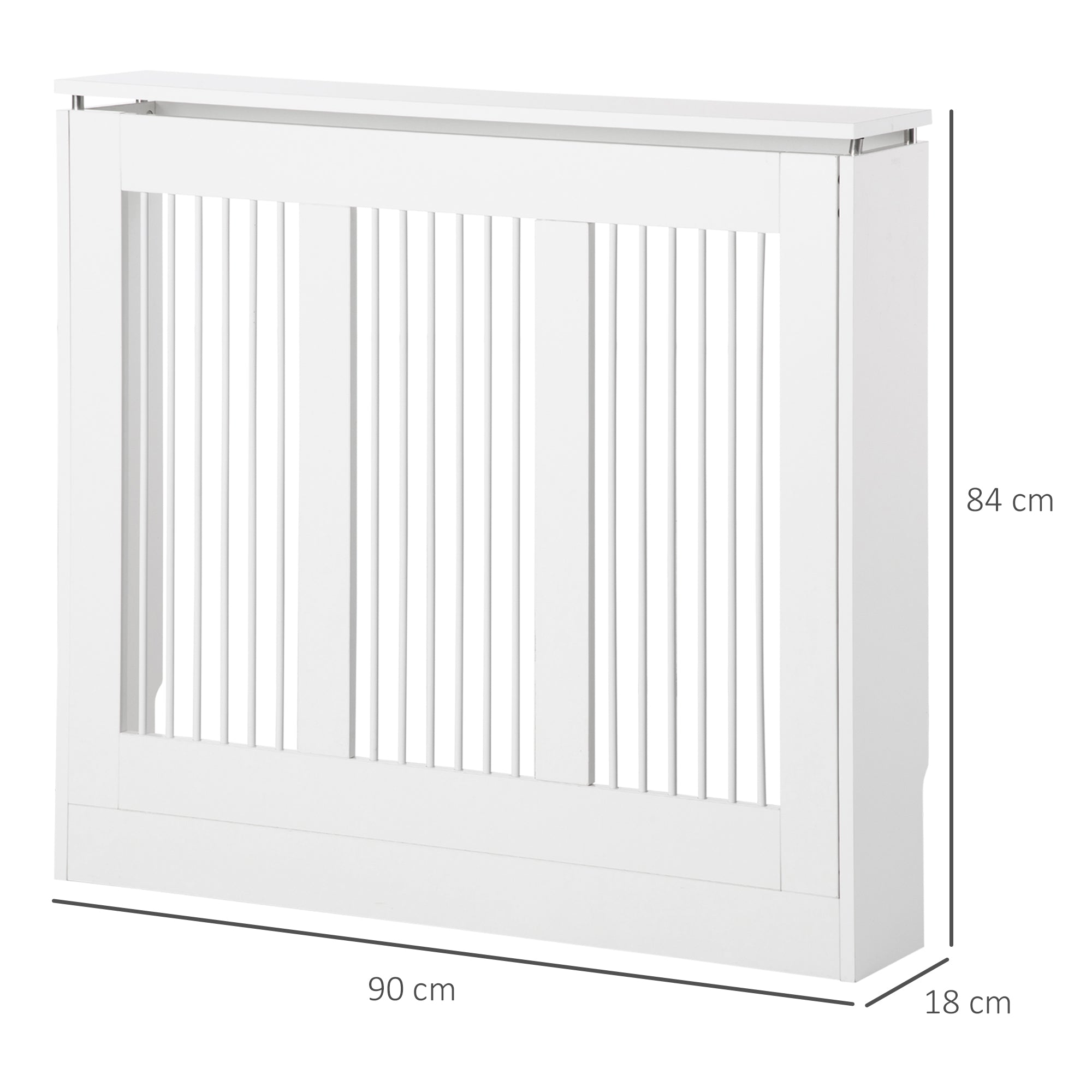 White Radiator Cover 90x18x84 cm MDF Modern Design Vertical Radiator Shelf for Living Room Bedroom