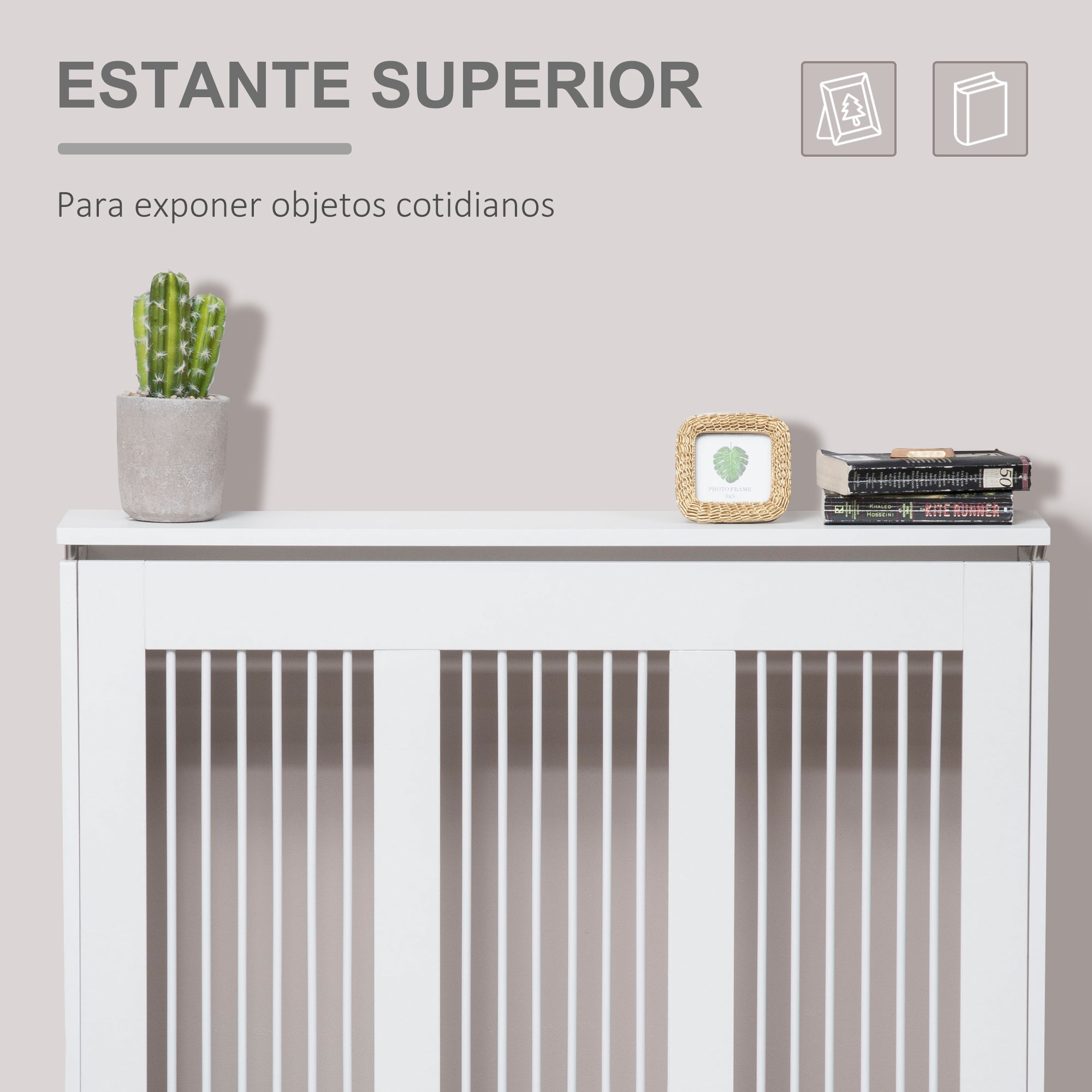 White Radiator Cover 90x18x84 cm MDF Modern Design Vertical Radiator Shelf for Living Room Bedroom
