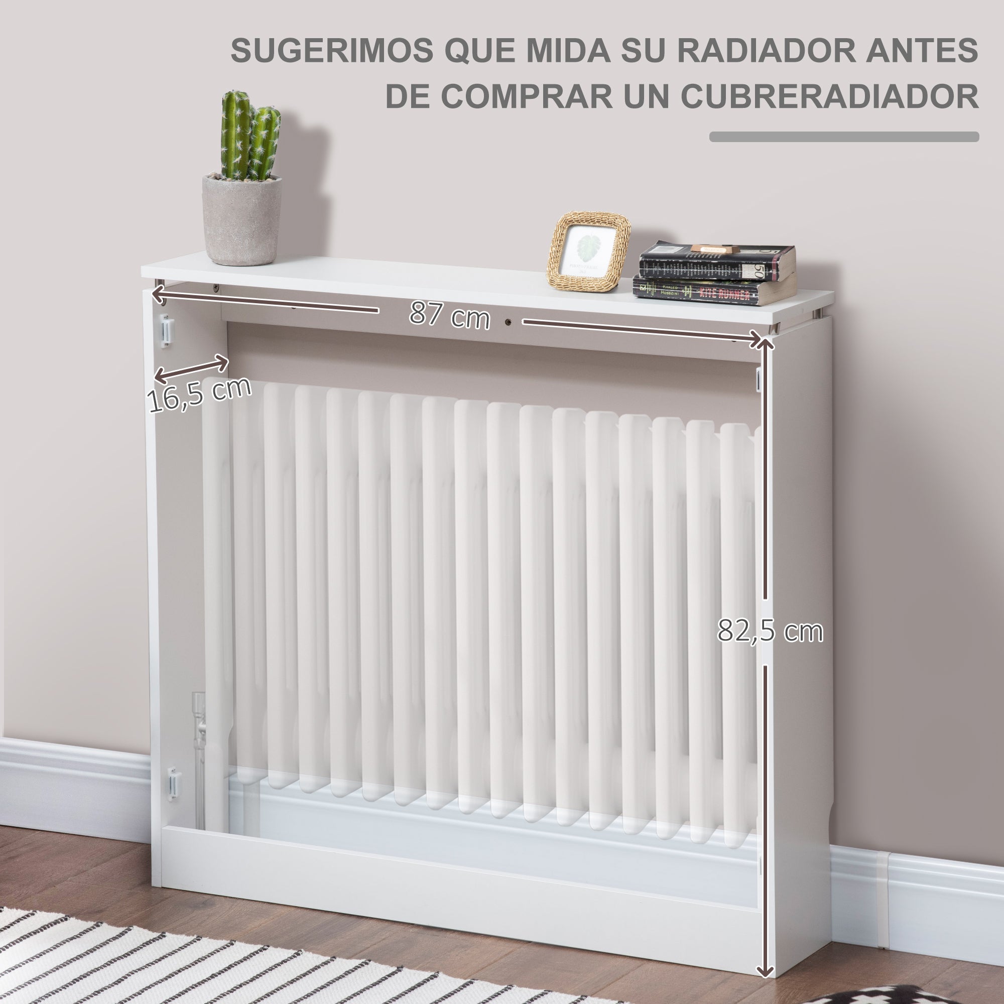 White Radiator Cover 90x18x84 cm MDF Modern Design Vertical Radiator Shelf for Living Room Bedroom