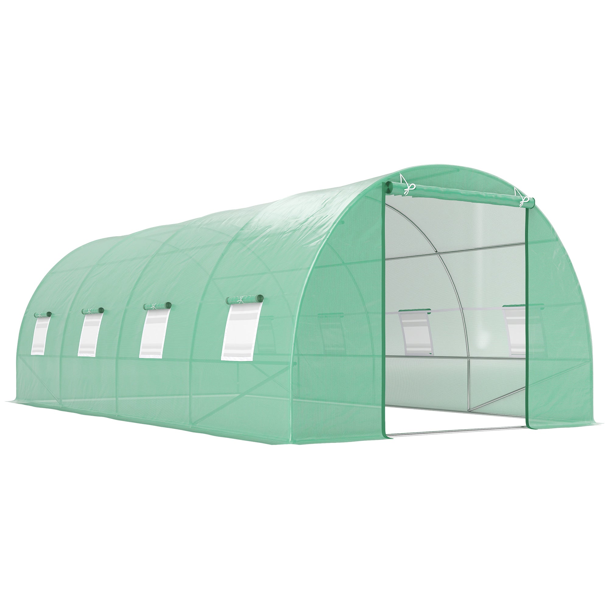 Foil Greenhouse Tomato Greenhouse Greenhouse Foil Tunnel Cold Frame with Window Green 595 x 300 x 200 cm