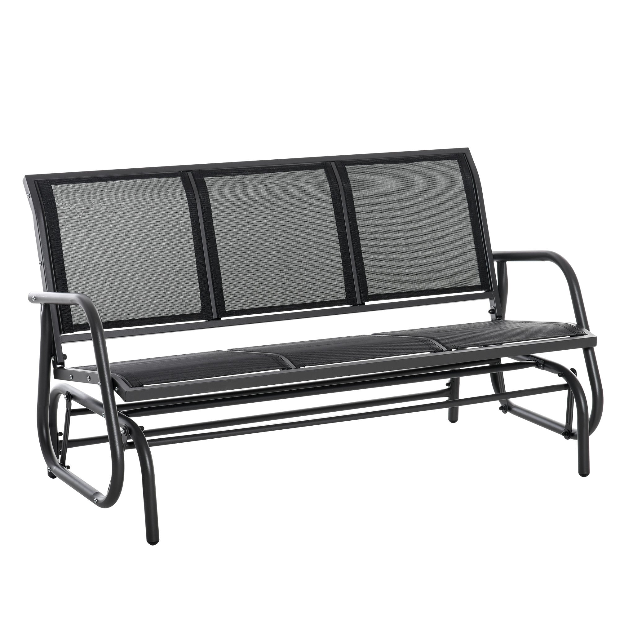 3-Seater Swing Chair Garden Bench with Rocking Mechanism Garden Swing Bench made of Metal Park Bench loadable up to 300 kg Garden Furniture for Garden, Terrace, 147 x 70 x 85 cm Dark Grey