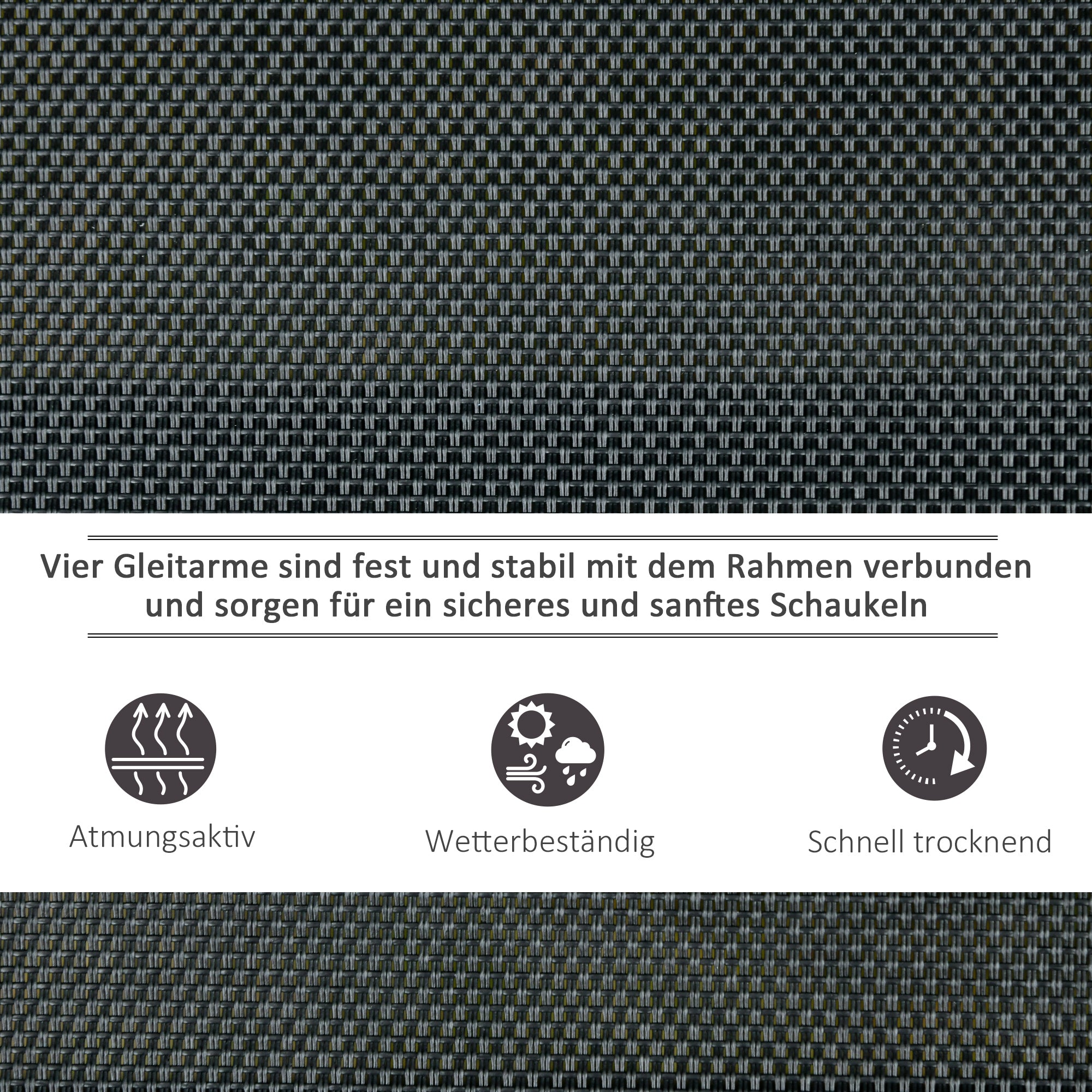 3-Seater Swing Chair Garden Bench with Rocking Mechanism Garden Swing Bench made of Metal Park Bench loadable up to 300 kg Garden Furniture for Garden, Terrace, 147 x 70 x 85 cm Dark Grey