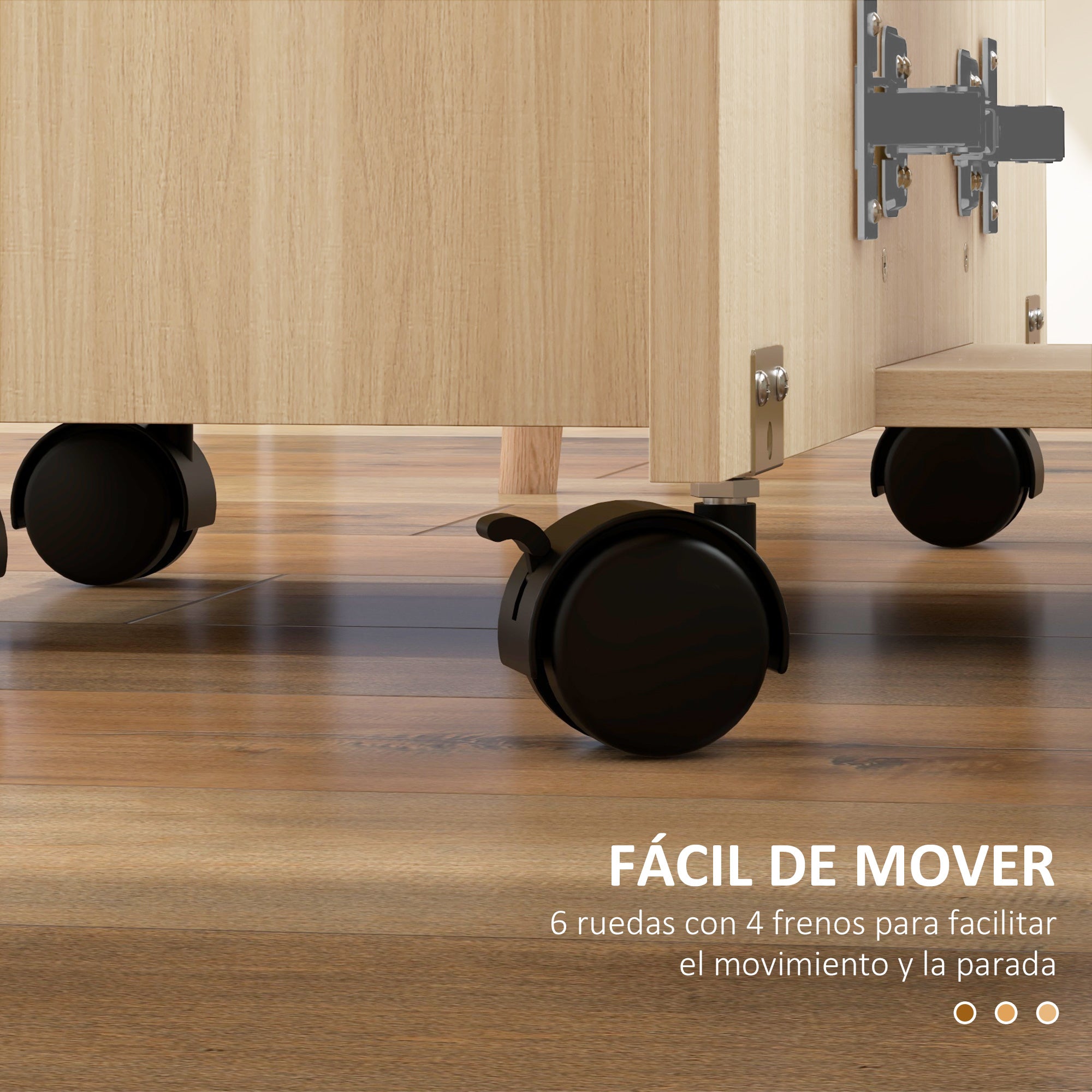 Folding Dining Table Kitchen Table with Wheels Foldable Wings Drawers and Cabinet for 4-6 People 120x60x76.5 cm Natural