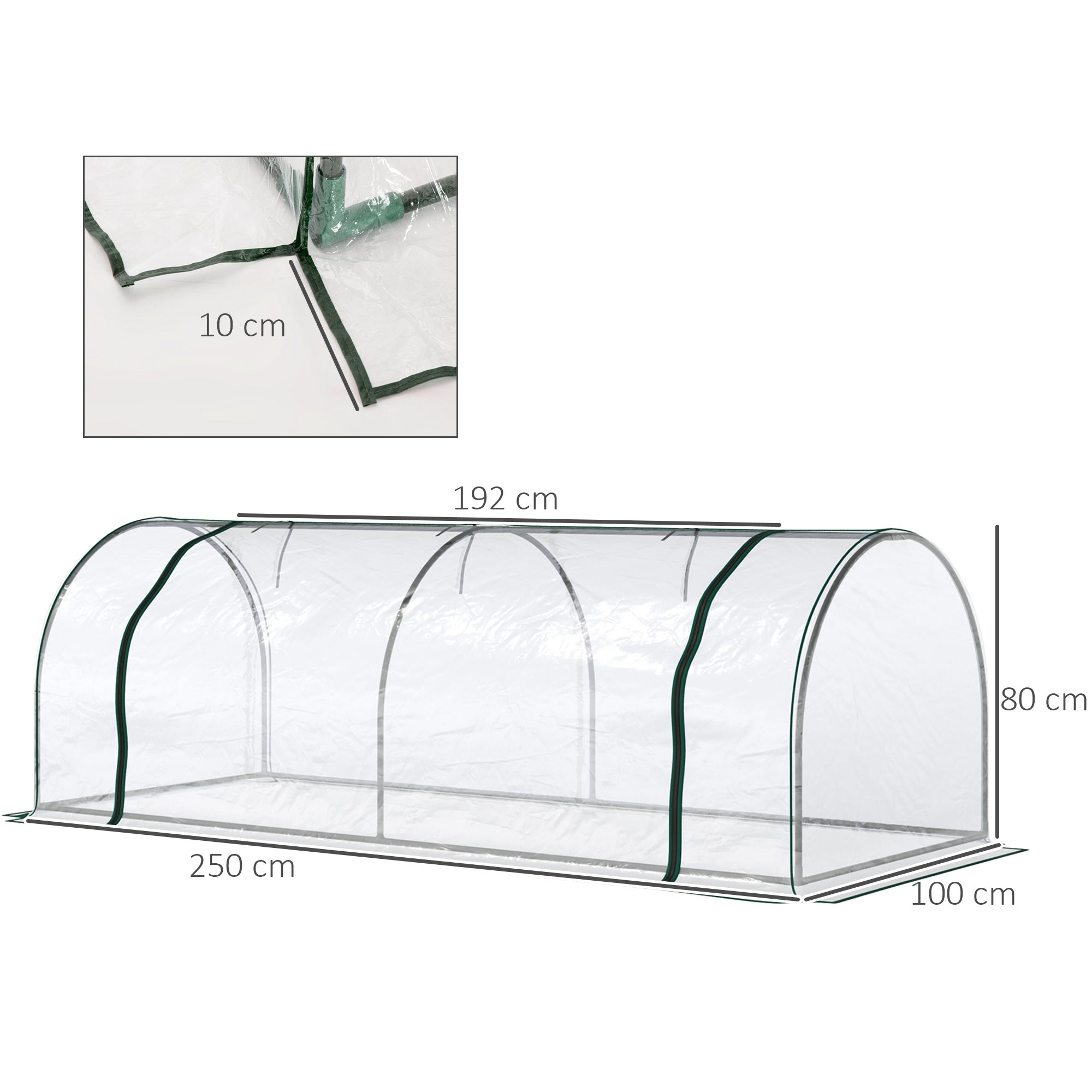 Greenhouse with Door, Foil Greenhouse made of Steel, Greenhouse for Balcony, Garden, Tomato House 250x100x80cm, Tomato Greenhouse for Tomatoes, Vegetables, Flowers, Plants, Transparent+Green
