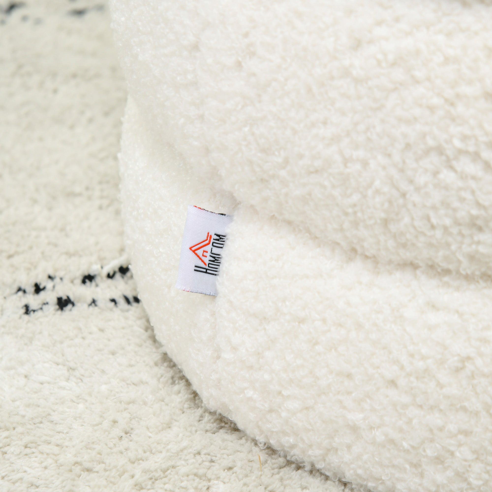 Ottoman Ottoman Ottoman with Teddy Velvet Look Footstool Ottoman for Bedroom, Living Room, Cream White, Ø40 x 45 cm