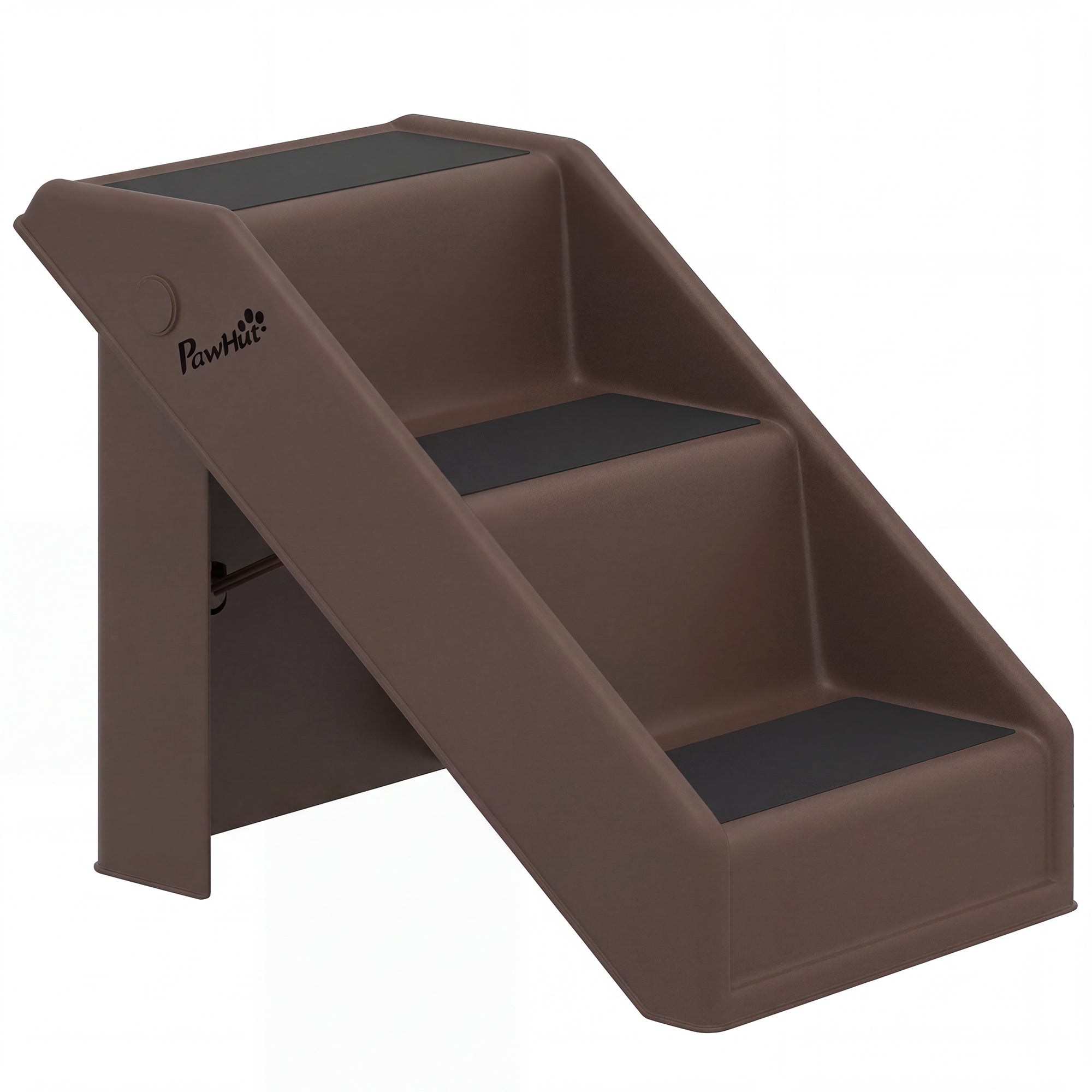 3-Step Foldable Pet Stairs, 14.4" High – Entry Ramp for Small Dogs & Cats, Brown