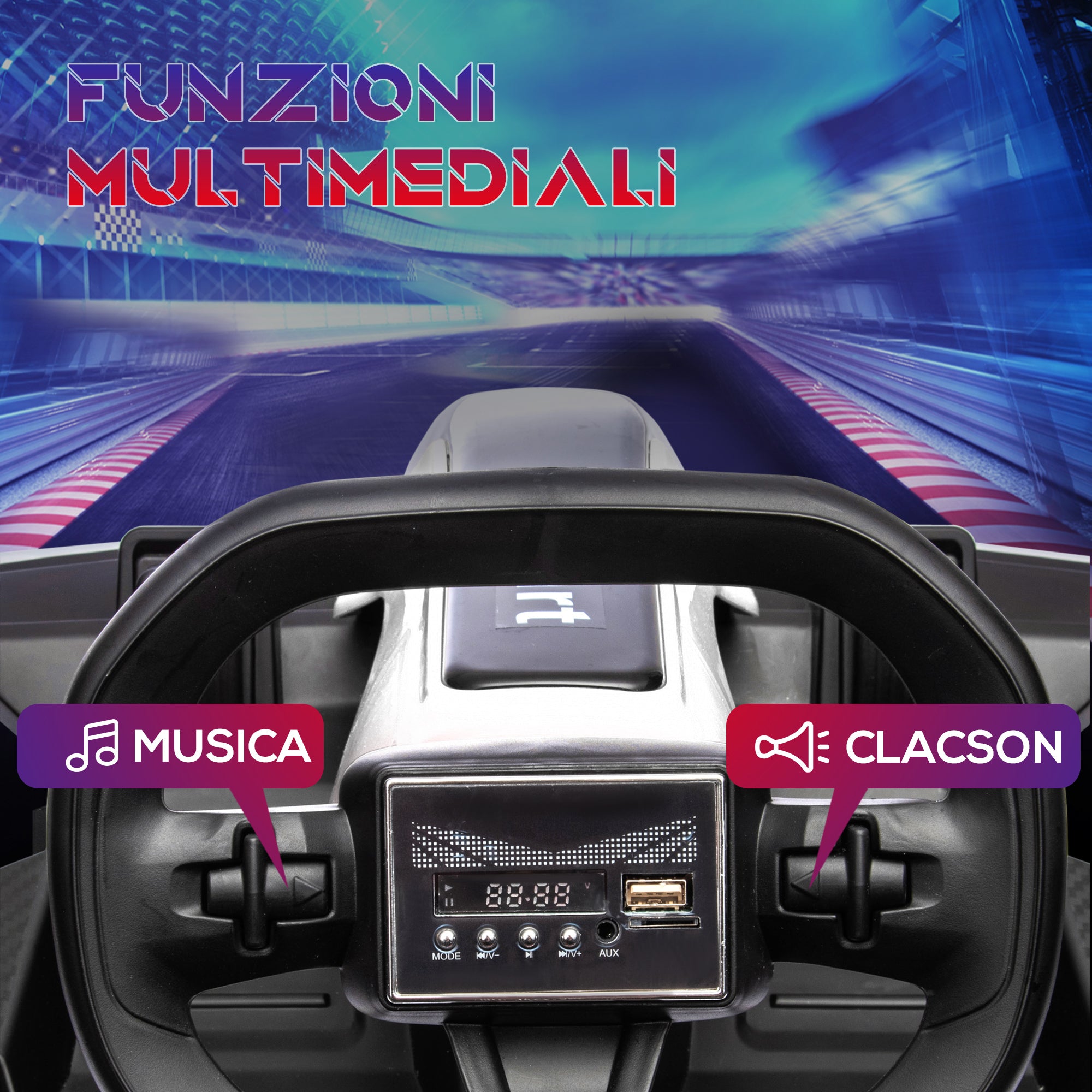 Electric Go-Kart for Children 6-12 Years 24V 12km/h with Adjustable Seat, Drift Go-Kart with Horn, Lights and Music, White