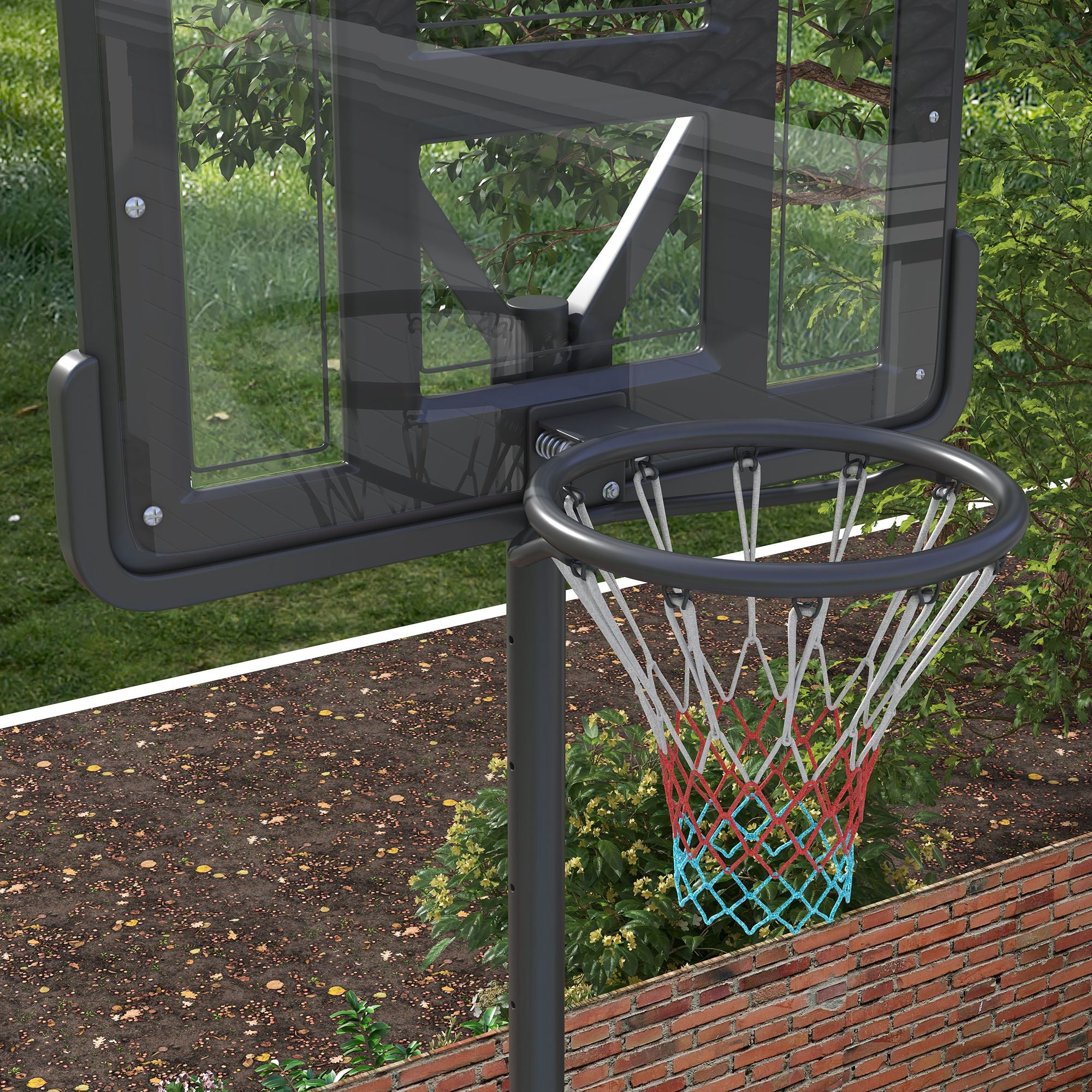 SPORTNOW Outdoor Basketball Hoop 2 in 1 with Adjustable Height 230-305 cm Swimming Pool Basketball Hoop with Stand Basketball Hoop with Wheels Refillable Base Black
