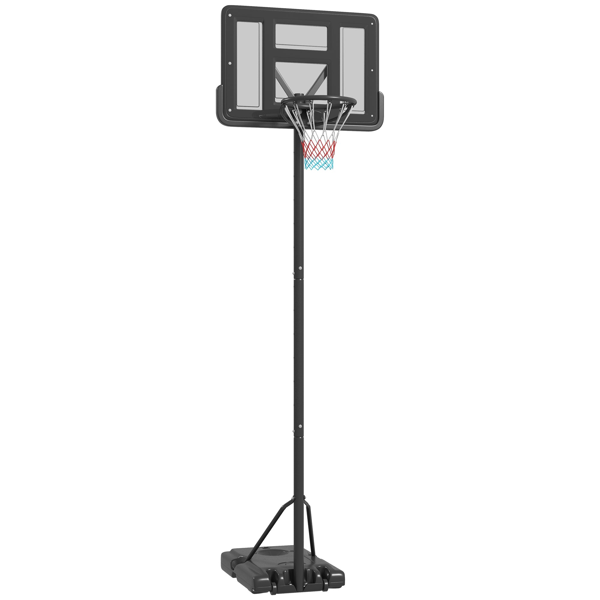 SPORTNOW Outdoor Basketball Hoop 2 in 1 with Adjustable Height 230-305 cm Swimming Pool Basketball Hoop with Stand Basketball Hoop with Wheels Refillable Base Black