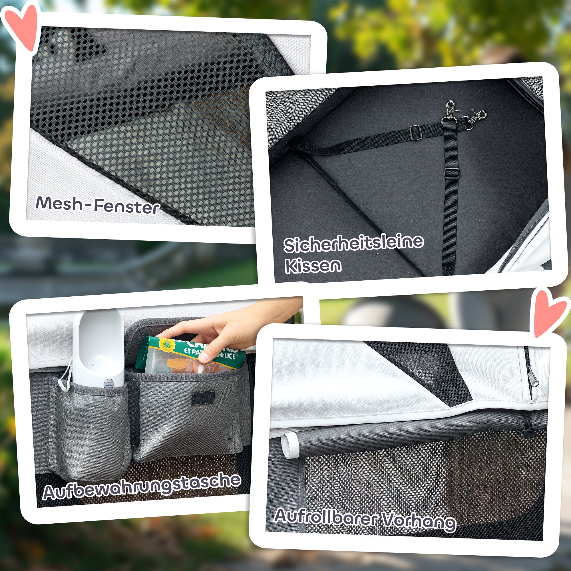 2 in 1 Dog Cart Dog Buggy Foldable for Dogs & Cats up to 30 kg Wagon with Cushion Mesh Windows 2 Doors Storage Bag Cat Cart Buggy Dark Gray